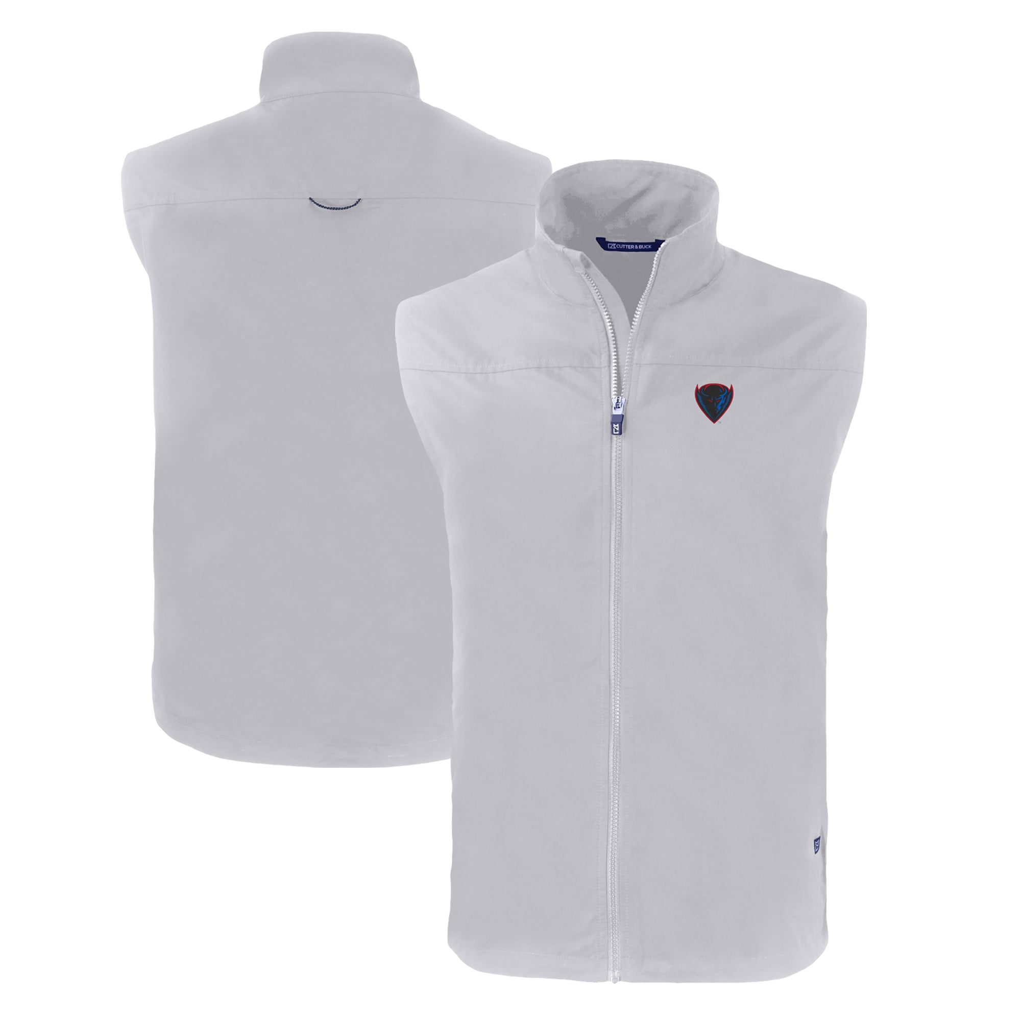 Men's Cutter & Buck  Gray DePaul Blue Demons Big & Tall Charter Eco Full-Zip Vest