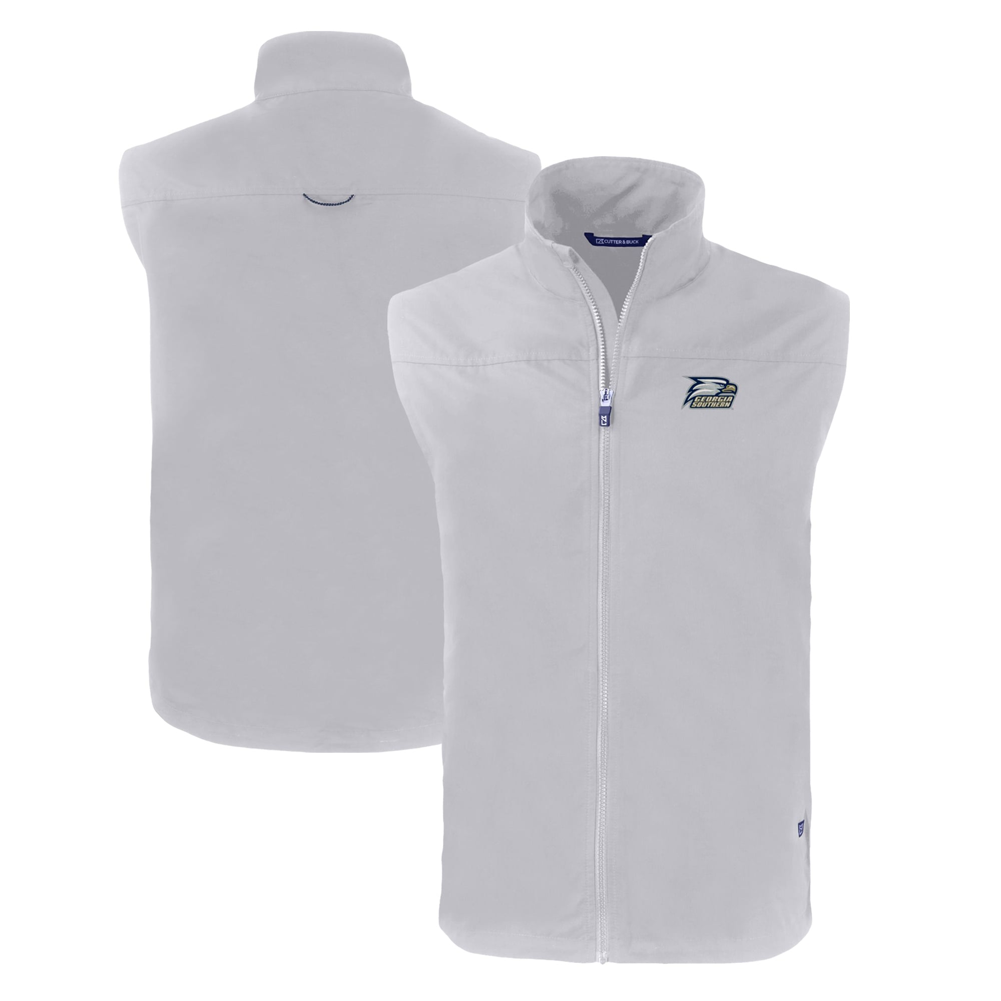 Men's Cutter & Buck  Gray Georgia Southern Eagles Big & Tall Charter Eco Full-Zip Vest