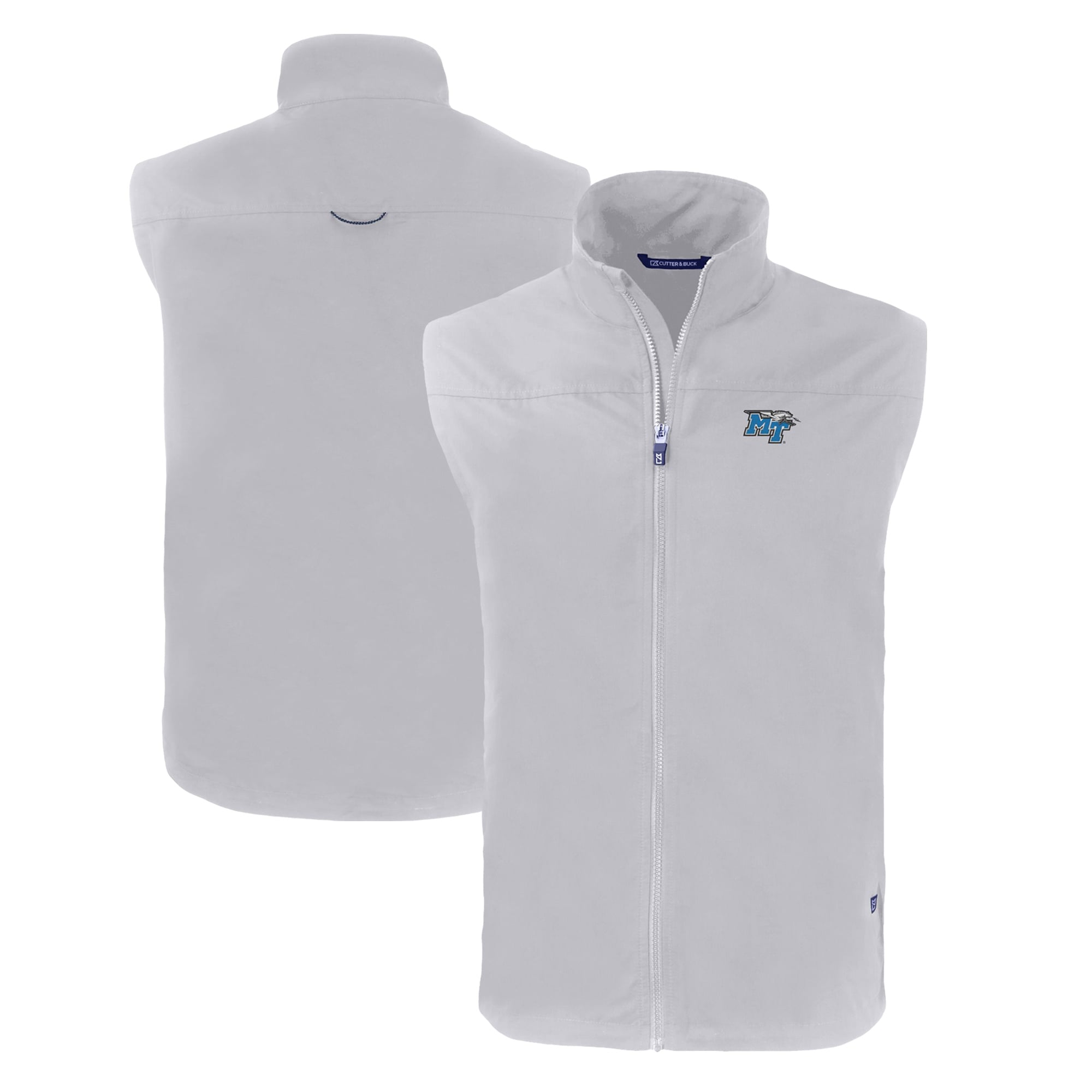 Men's Cutter & Buck  Gray MTSU Blue Raiders Big & Tall Charter Eco Full-Zip Vest