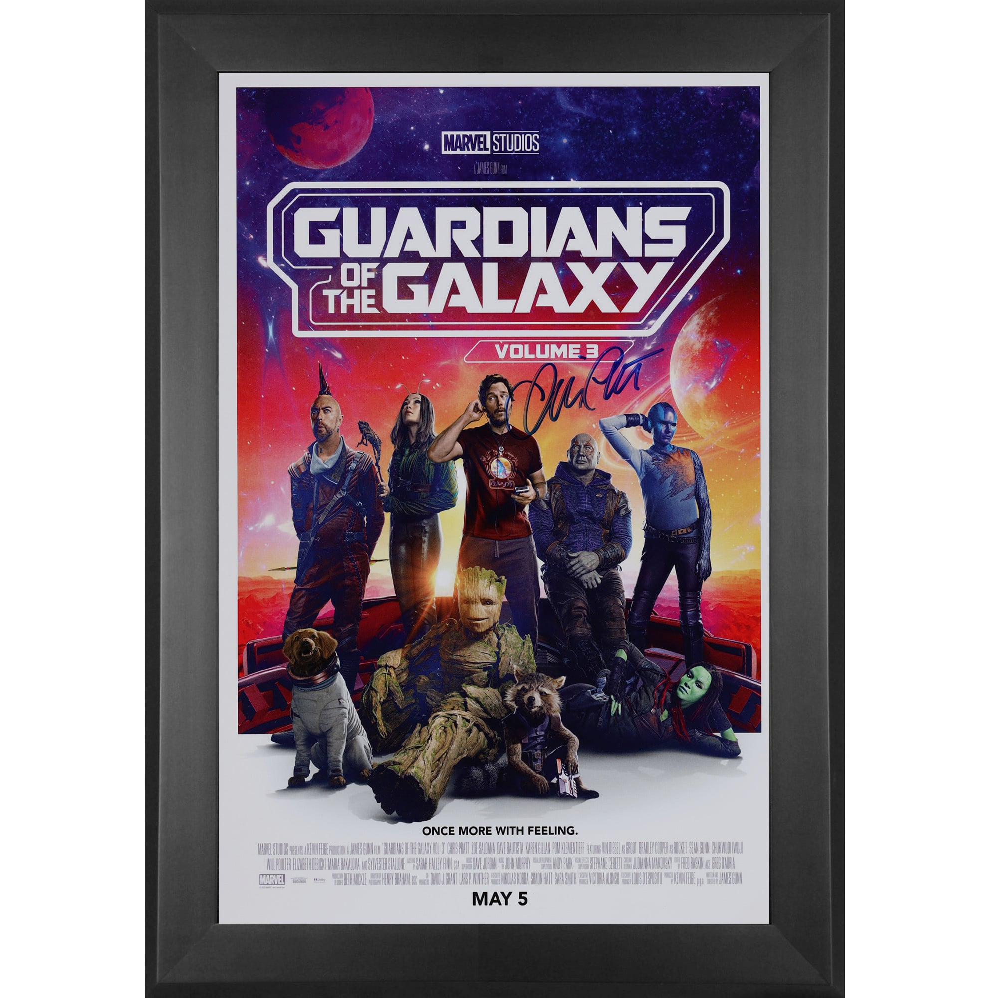 Chris Pratt Guardians of the Galaxy Volume 3 Autographed Framed 11" x 17" Movie Poster