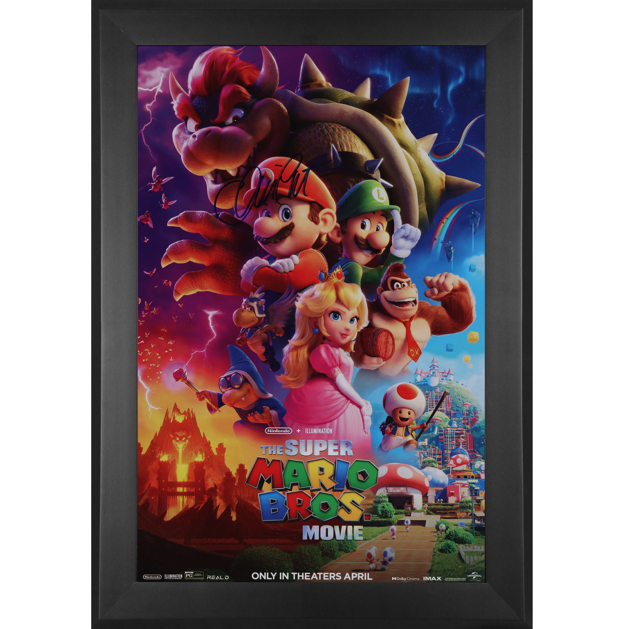 Chris Pratt Super Mario Bros. Autographed Framed 11" x 17" Movie Poster