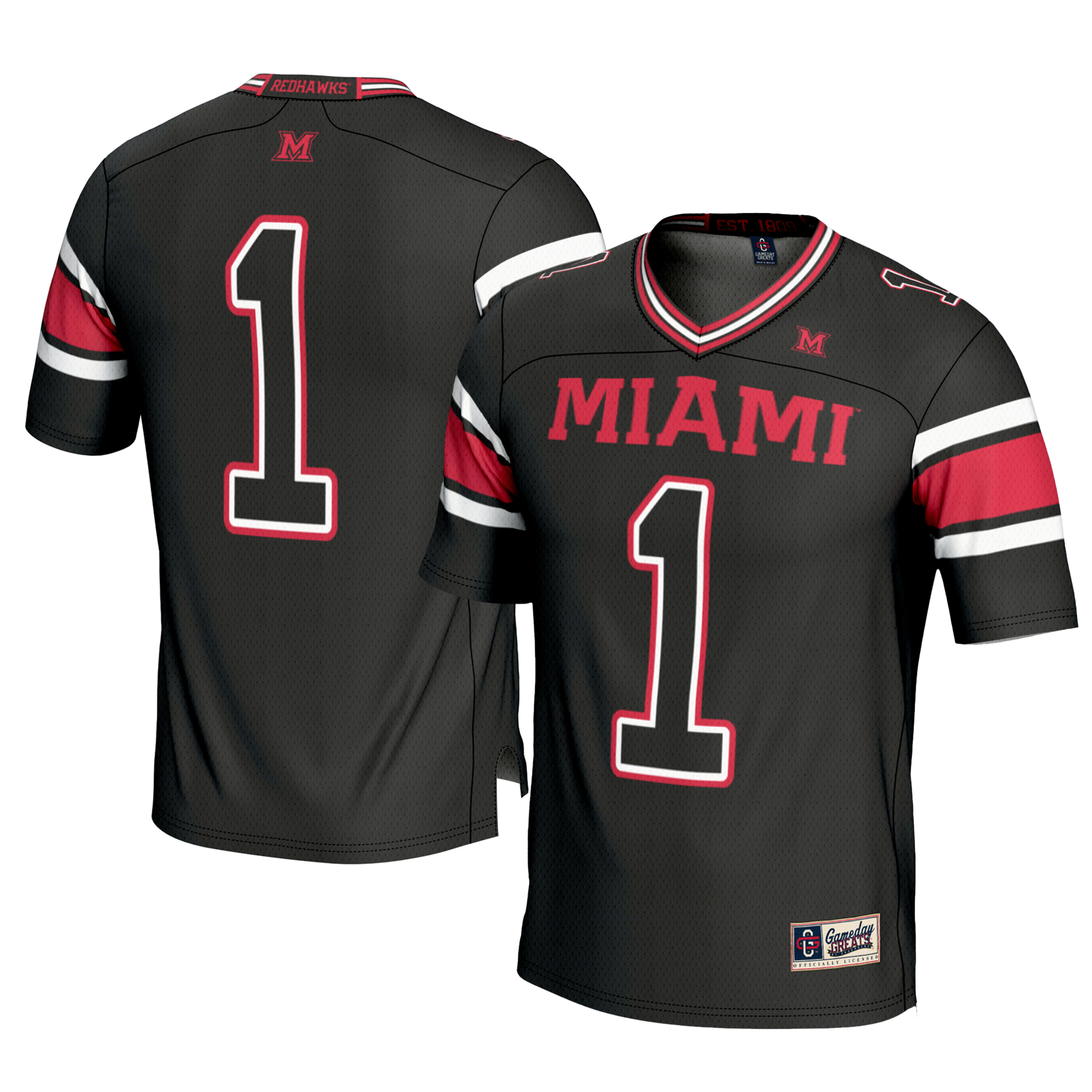 Youth GameDay Greats #1 Black Miami University RedHawks Football Jersey Youth GameDay Greats #1 Black Miami University RedHawks Football Jersey