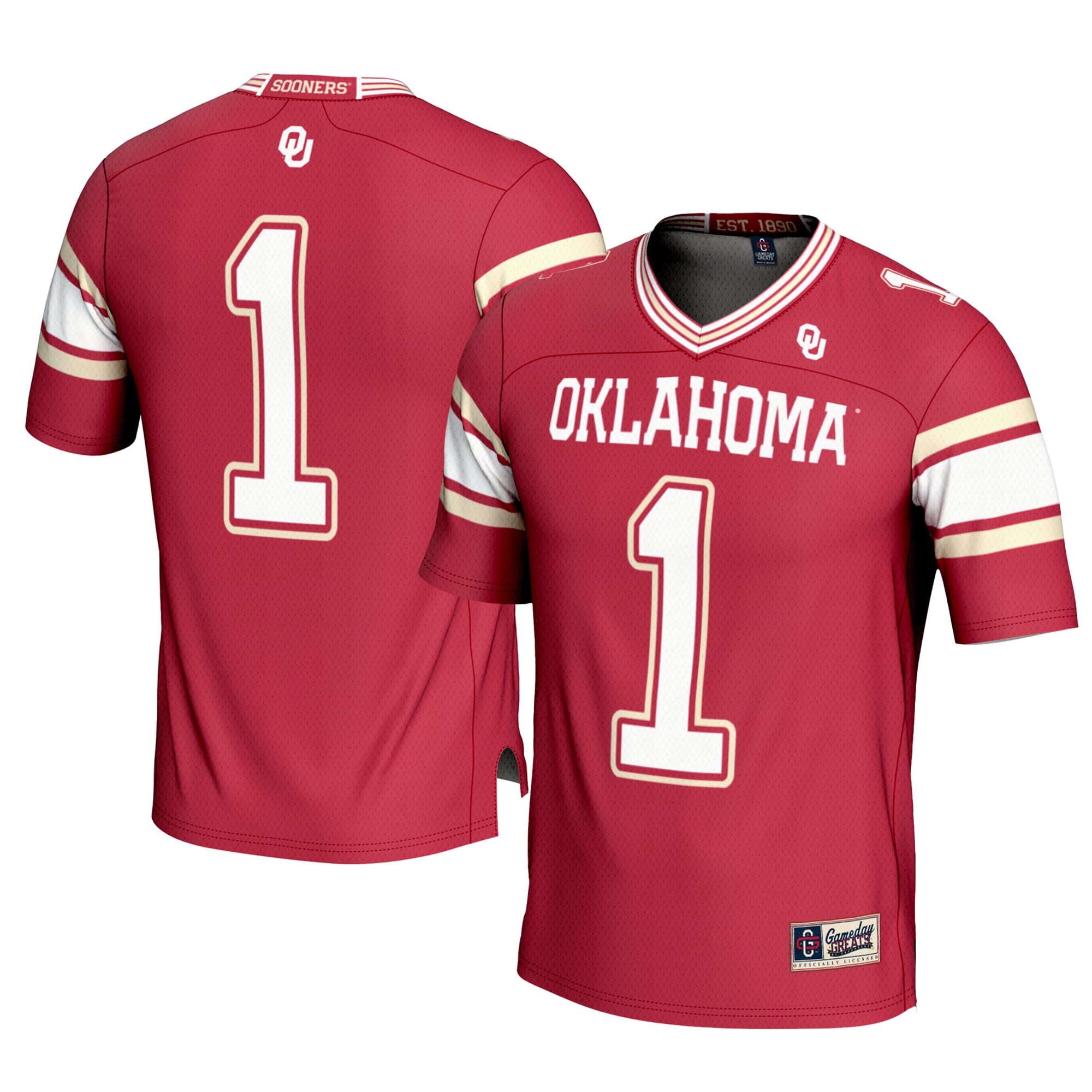 Men's GameDay Greats #1 Crimson Oklahoma Sooners Football Jersey