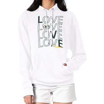 Women's G-III 4Her by Carl Banks  White Green Bay Packers Love Graphic Pullover Hoodie