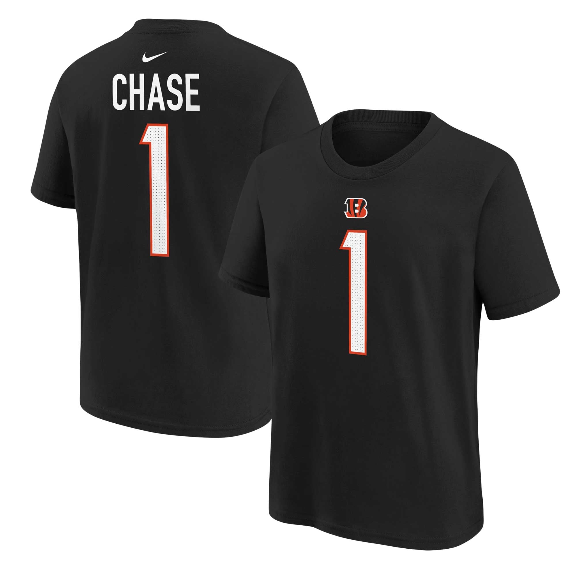 Youth Nike Ja’Marr Chase Black Cincinnati Bengals Player Name & Number T-Shirt Youth Nike Ja’Marr Chase Black Cincinnati Bengals Player Name & Number T-Shirt