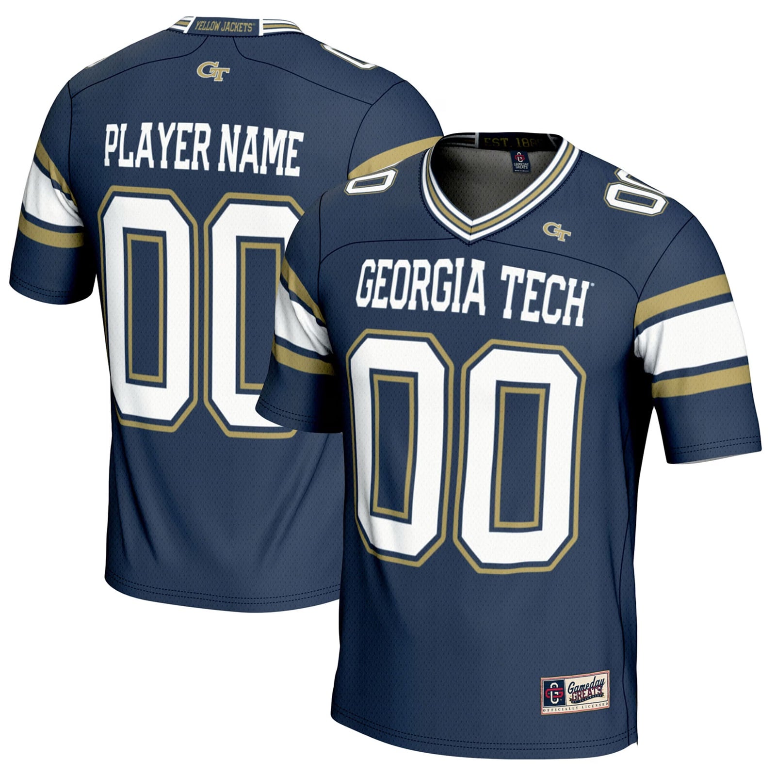 Youth GameDay Greats Navy Georgia Tech Yellow Jackets NIL Pick-A-Player Football Jersey