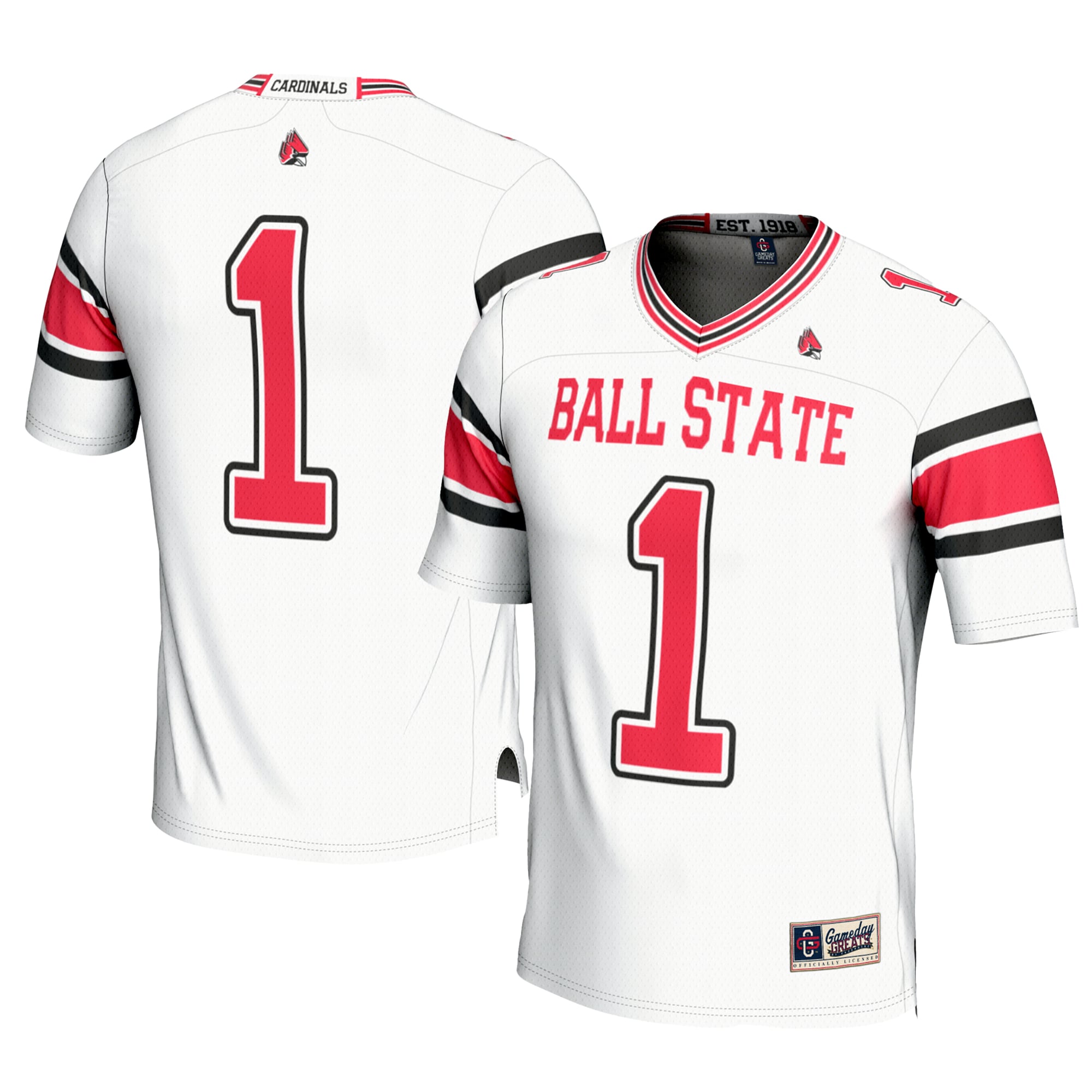 Men's GameDay Greats #1 White Ball State Cardinals Football Jersey