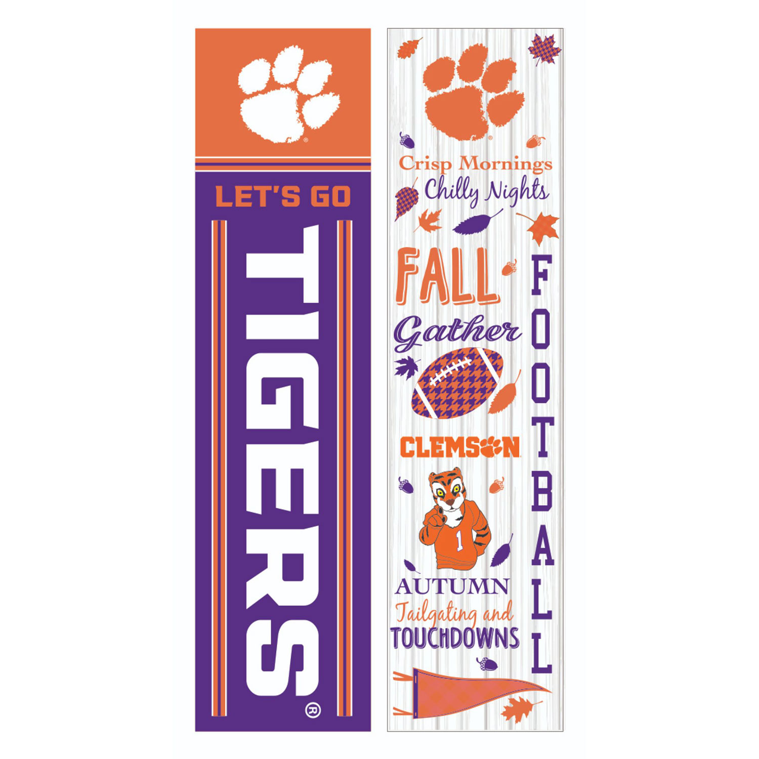 Clemson Tigers 47" Double Sided Fall Leaner Fan Sign