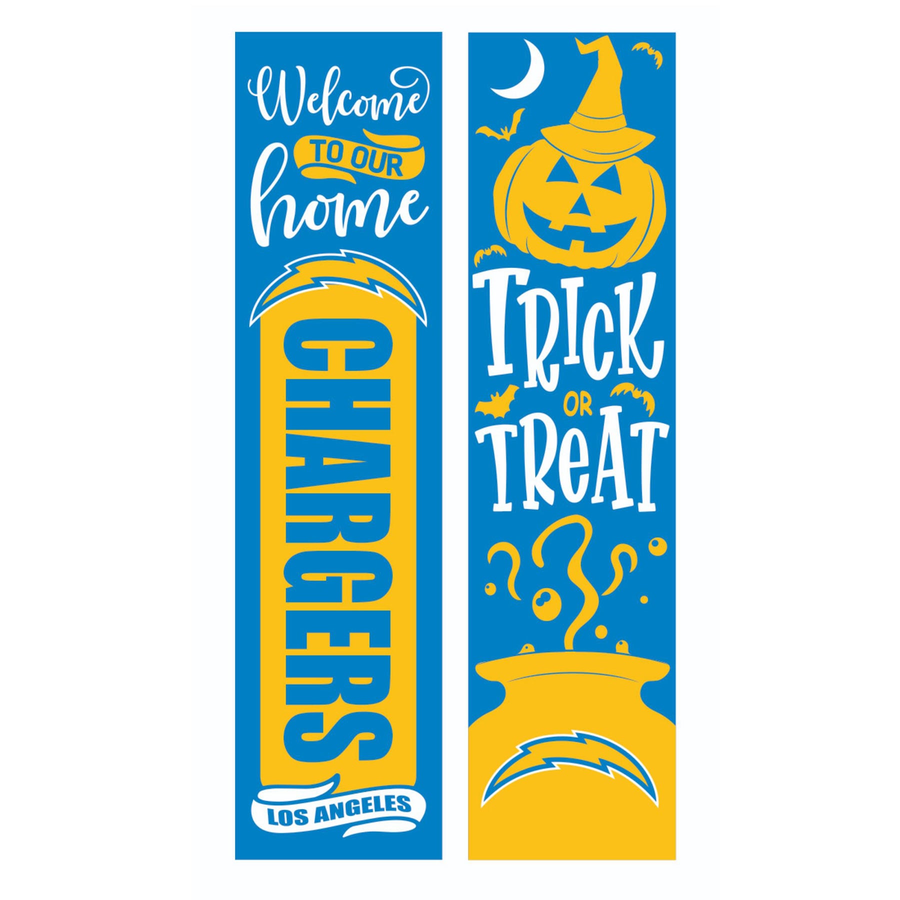 Los Angeles Chargers 47″ Double Sided Halloween Leaner Fan Sign Los Angeles Chargers 47″ Double Sided Halloween Leaner Fan Sign
