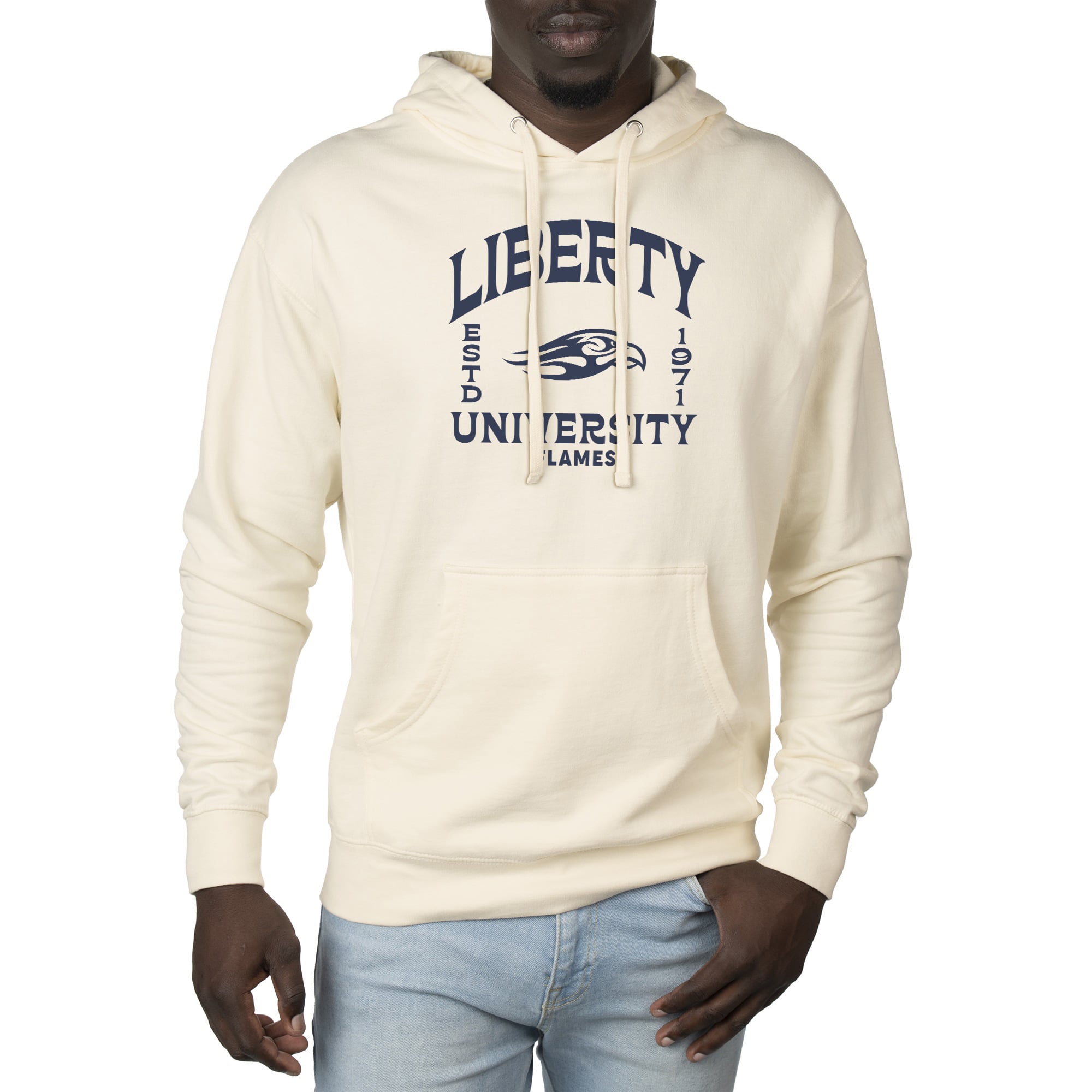 Men's Uscape Apparel Cream Liberty Flames Standard Pullover Hoodie
