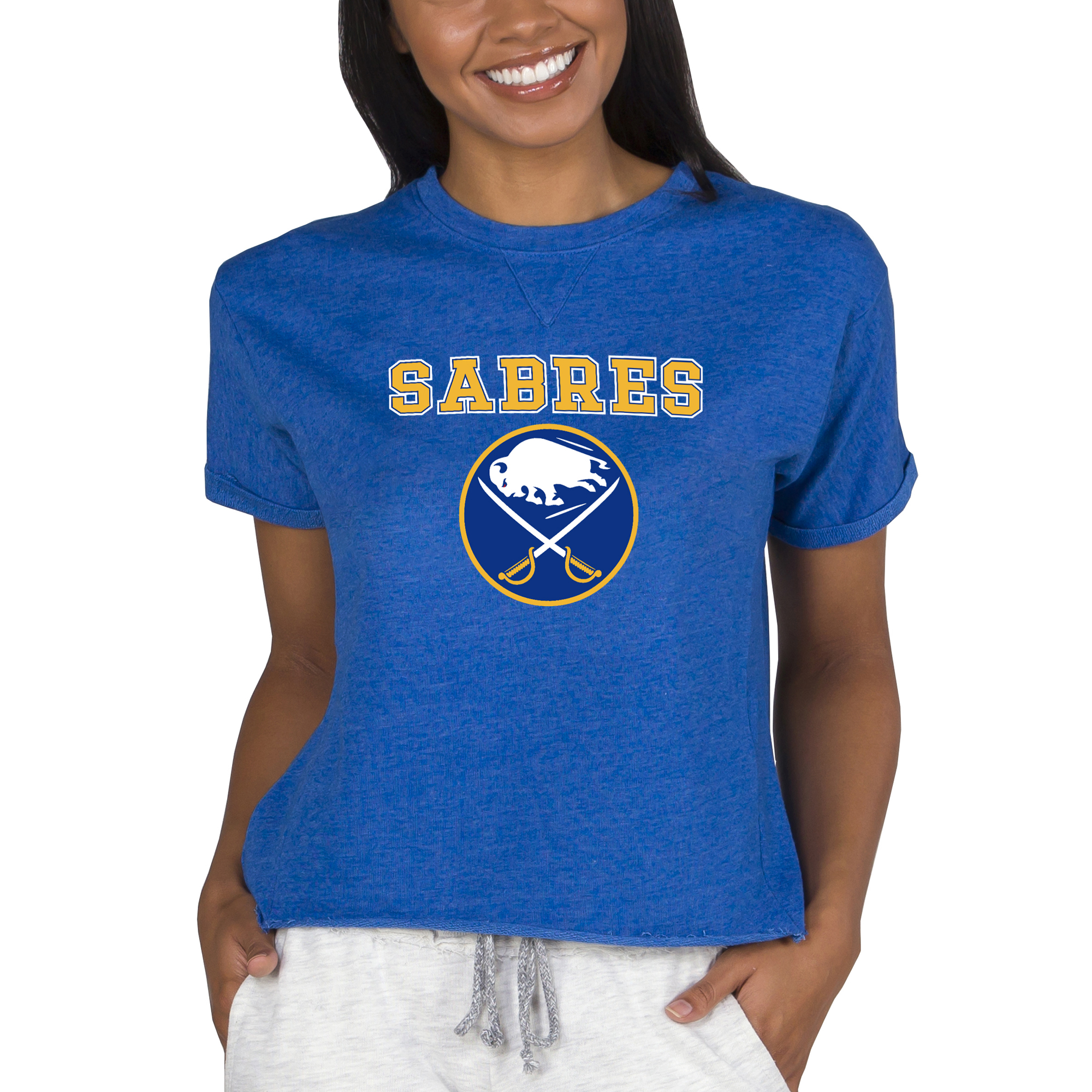 Women’s Concepts Sport Royal Buffalo Sabres Tri-Blend Mainstream Terry Short Sleeve Sweatshirt Top Women’s Concepts Sport Royal Buffalo Sabres Tri-Blend Mainstream Terry Short Sleeve Sweatshirt Top
