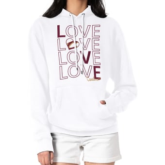 Women's G-III 4Her by Carl Banks  White Cleveland Cavaliers Basketball Love Fleece Pullover Hoodie