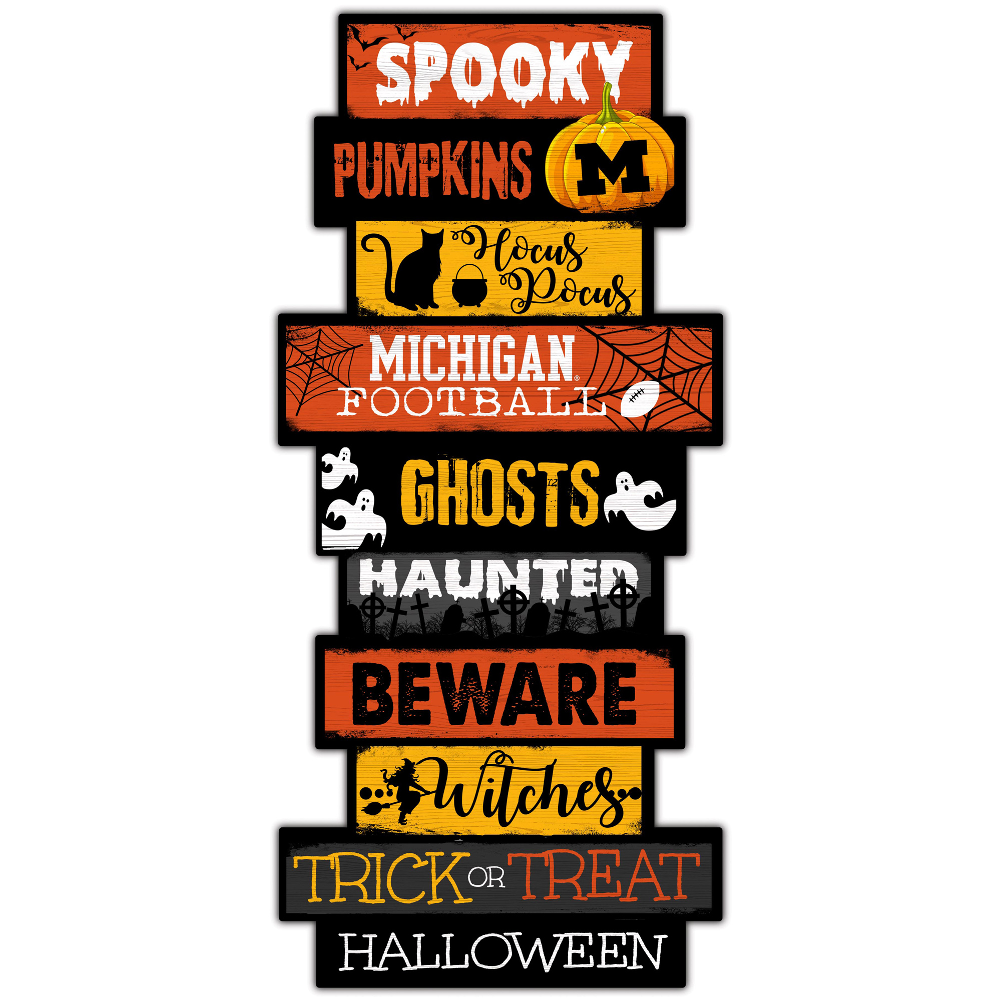 Michigan Wolverines 24'' Halloween Celebration Stack Sign