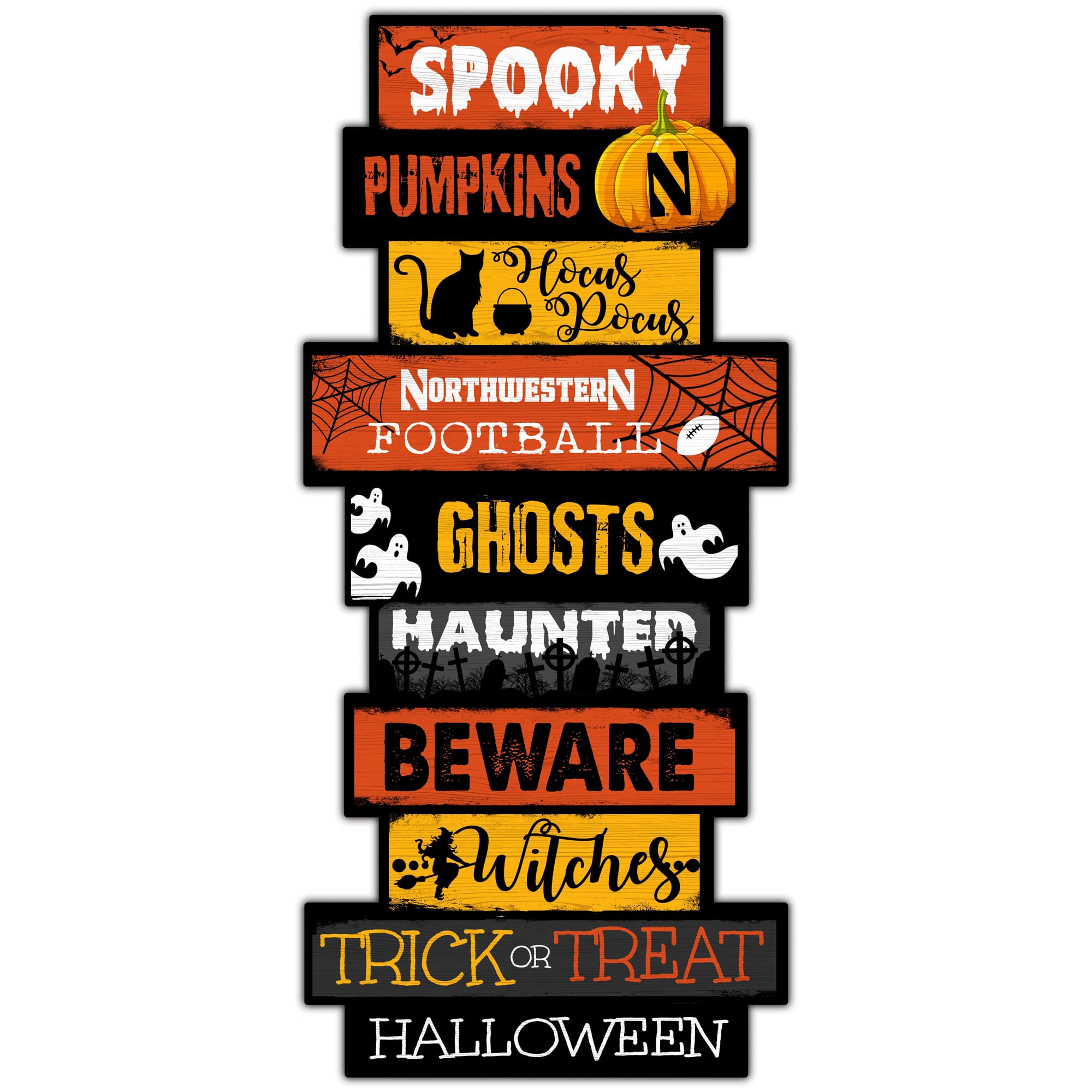 Northwestern Wildcats 24'' Halloween Celebration Stack Sign
