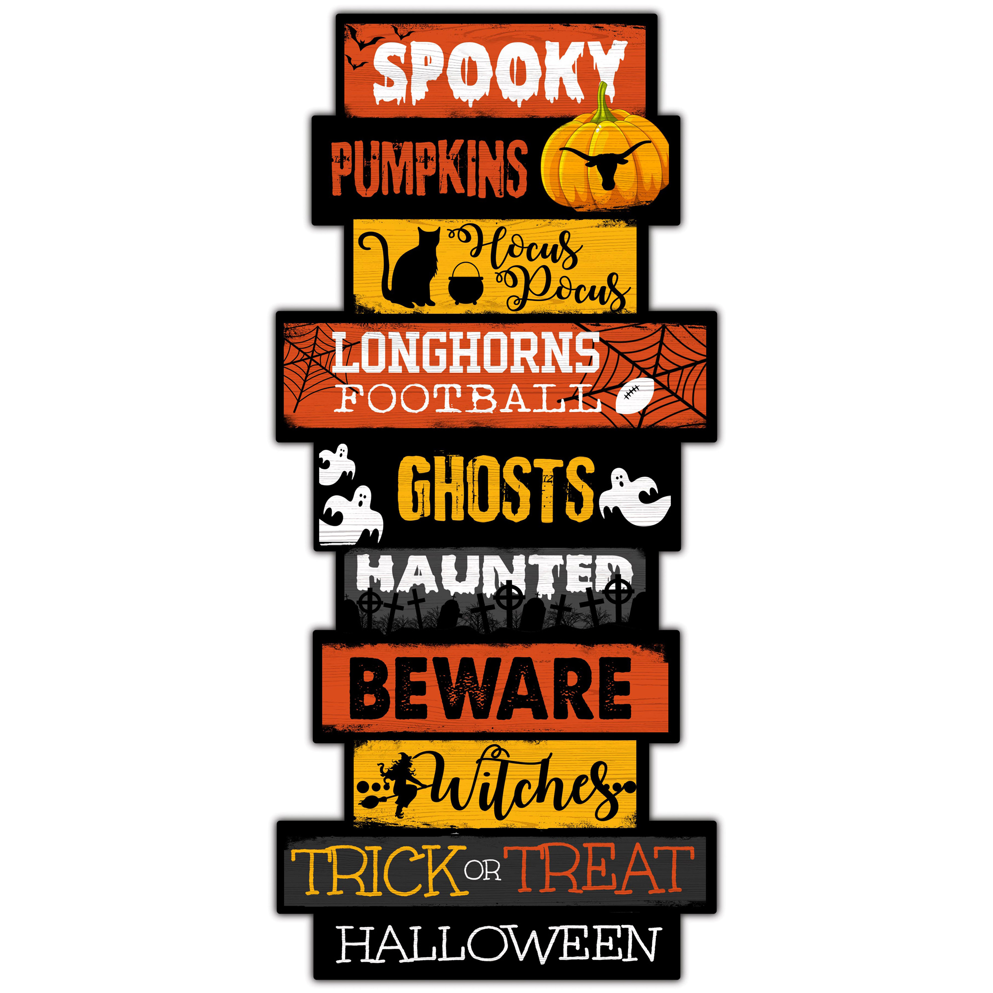 Texas Longhorns 24” Halloween Celebration Stack Sign Texas Longhorns 24” Halloween Celebration Stack Sign