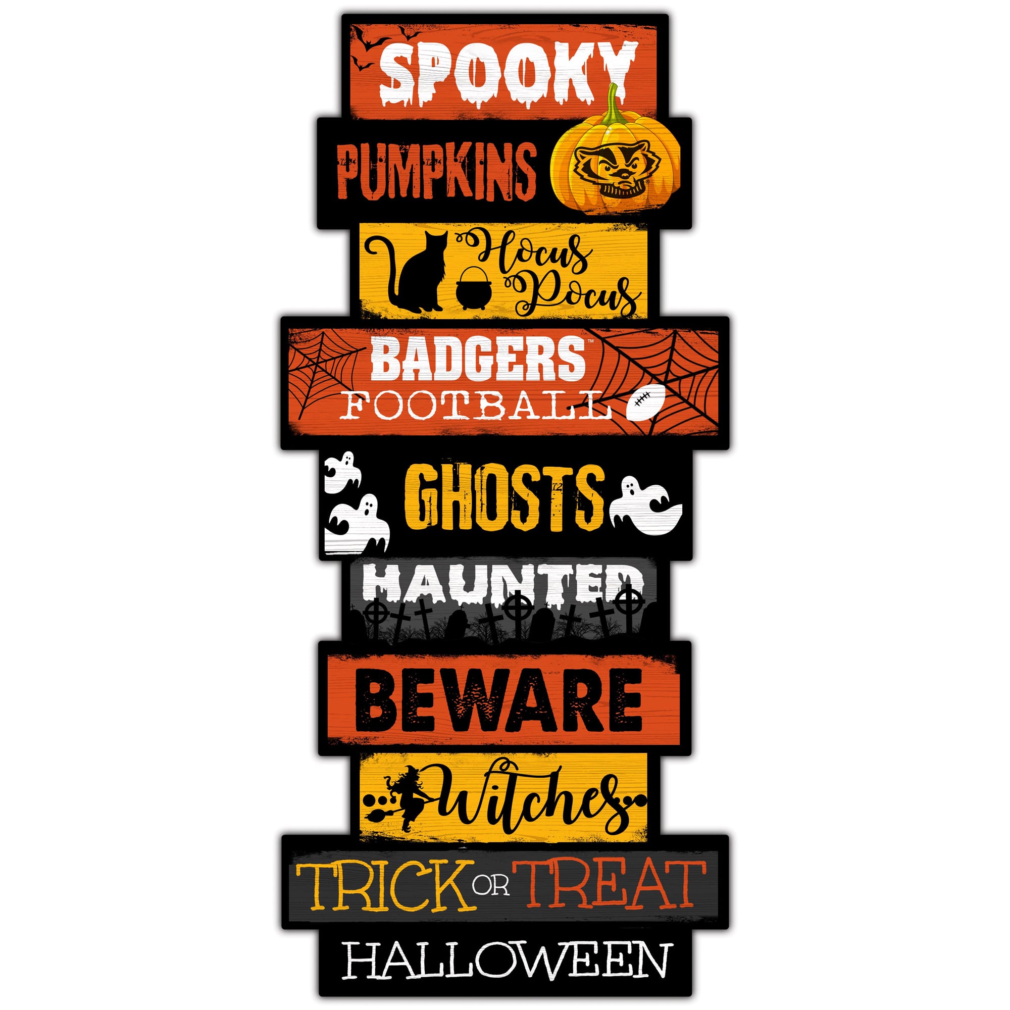Wisconsin Badgers 24'' Halloween Celebration Stack Sign