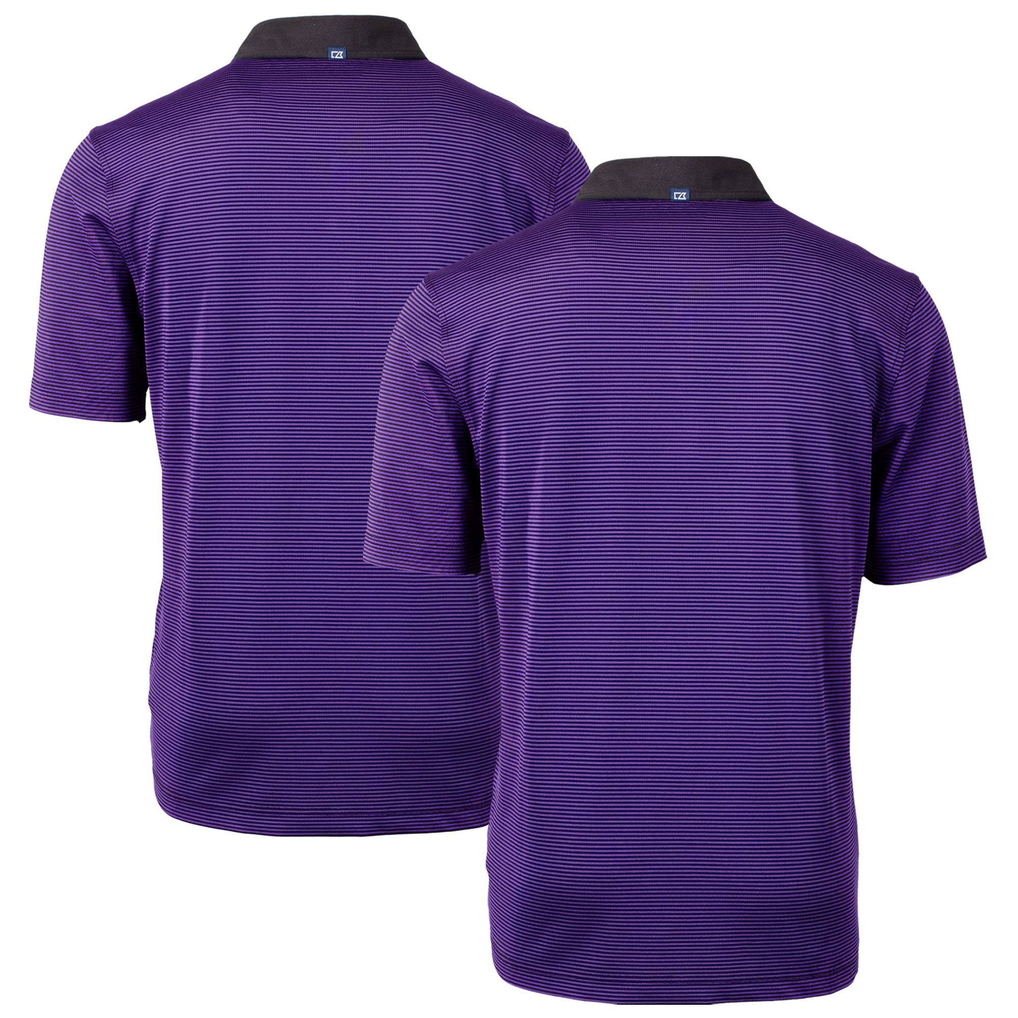 Men's Cutter & Buck Purple/Black Minnesota Vikings Virtue Eco Pique Micro Stripe Recycled Polo
