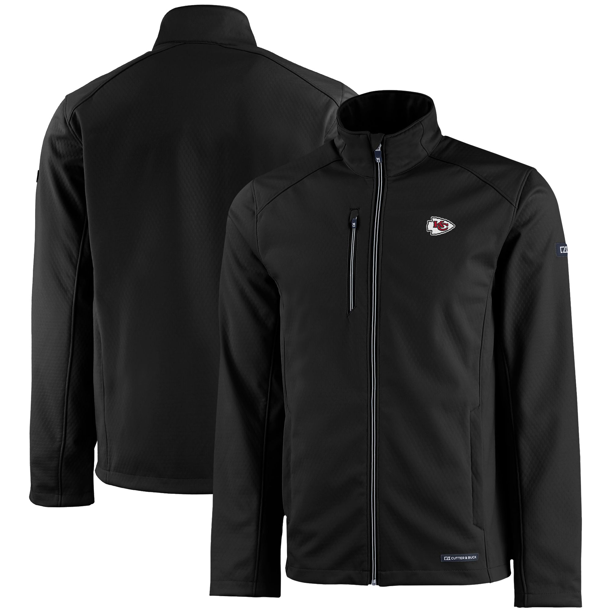 Men's Cutter & Buck Black Kansas City Chiefs Evoke Eco Softshell Recycled Full-Zip Jacket