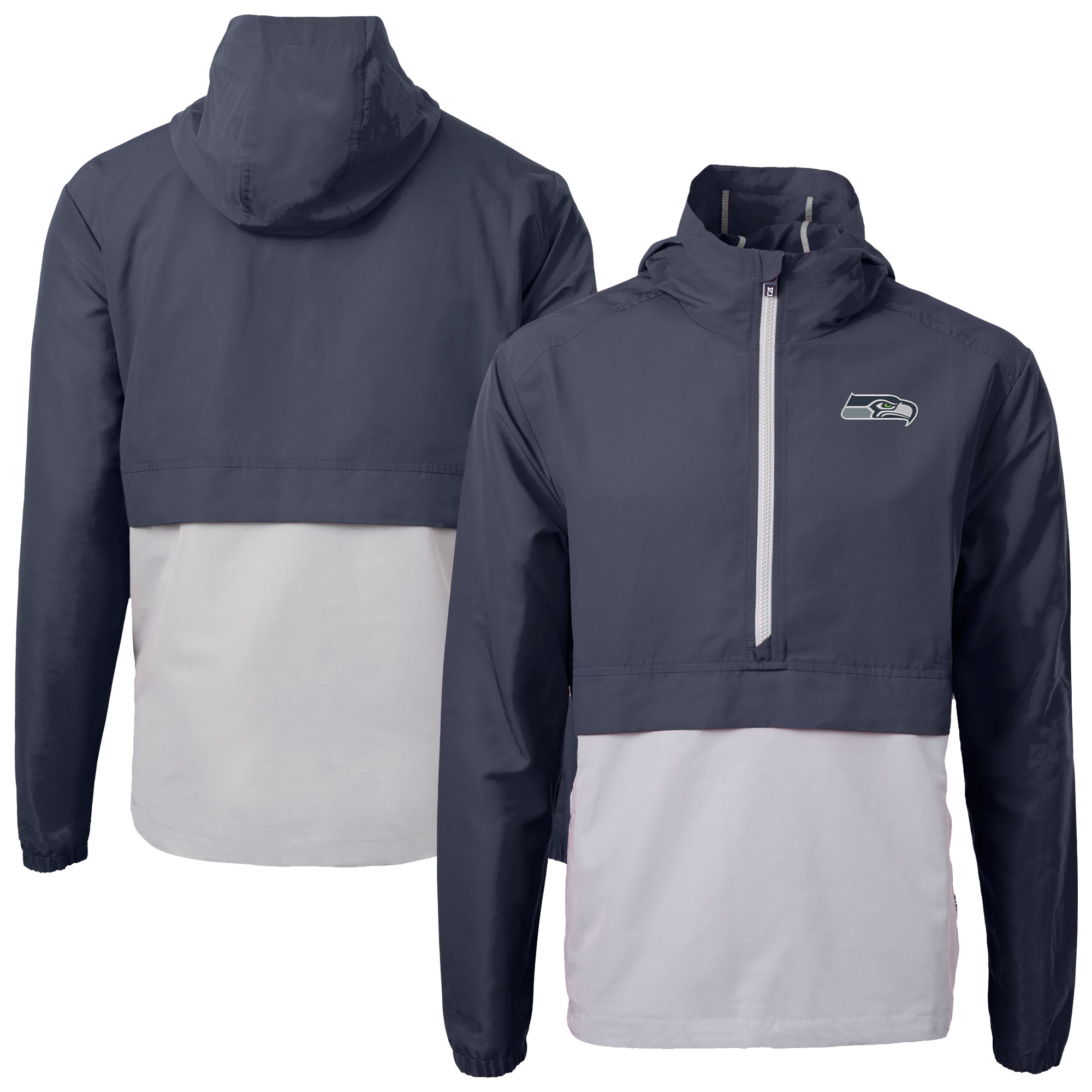 Men's Cutter & Buck Blue Seattle Seahawks Charter Eco Recycled Anorak Half-Zip Jacket