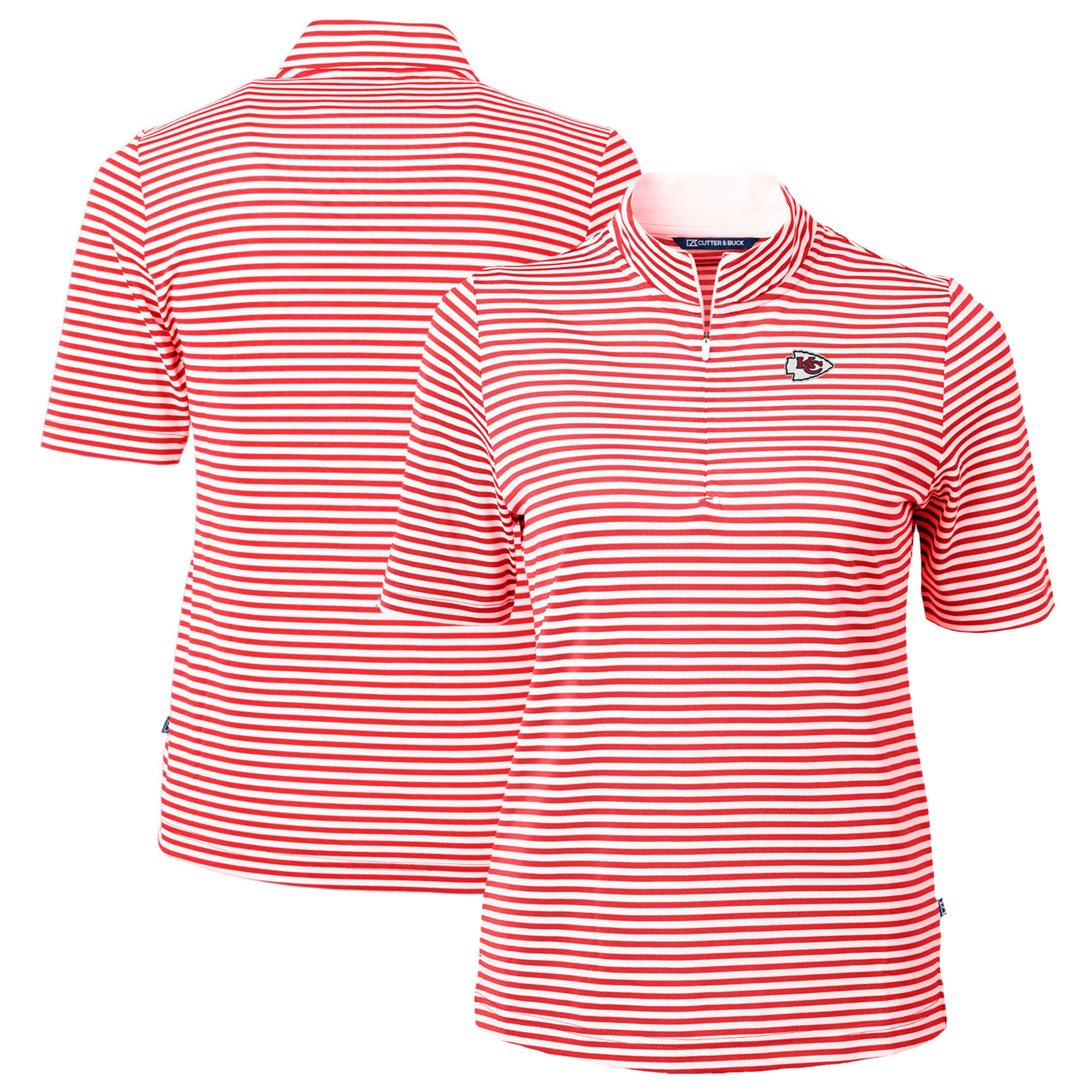Women's Cutter & Buck Red Kansas City Chiefs DryTec Virtue Eco Pique Stripe Recycled Polo