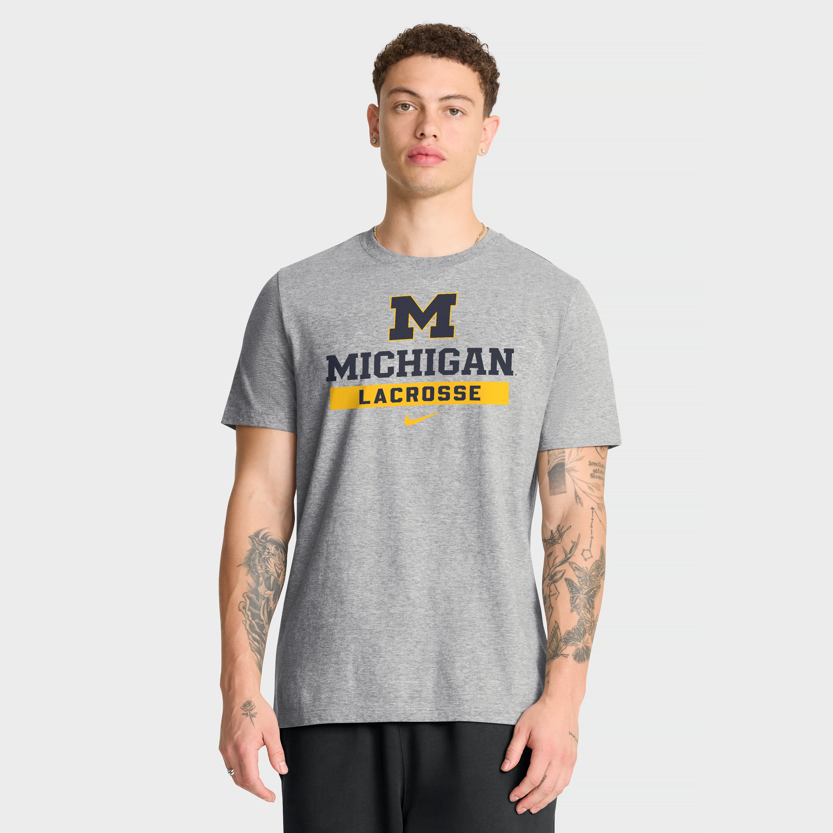 Men's Nike Heather Gray Michigan Wolverines Lacrosse T-Shirt