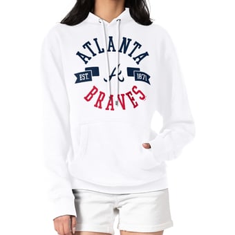 Women's G-III 4Her by Carl Banks White Atlanta Braves City Graphic Pullover Hoodie