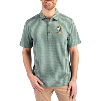 Men's Cutter & Buck  Heather Green Green Bay Packers Throwback Forge Eco Heather Stripe Stretch Recycled Polo