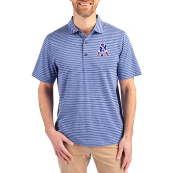 Men's Cutter & Buck  Heather Royal New England Patriots Throwback Forge Eco Heather Stripe Stretch Recycled Polo
