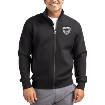 Men's Cutter & Buck Black Las Vegas Raiders Throwback Roam Eco Recycled Full-Zip Jacket