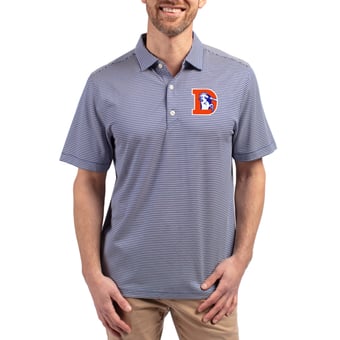 Men's Cutter & Buck  Royal/White Denver Broncos Throwback Forge Eco Double Stripe Stretch Recycled Polo