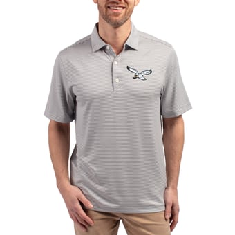 Men's Cutter & Buck  Gray/White Philadelphia Eagles Throwback Forge Eco Double Stripe Stretch Recycled Polo