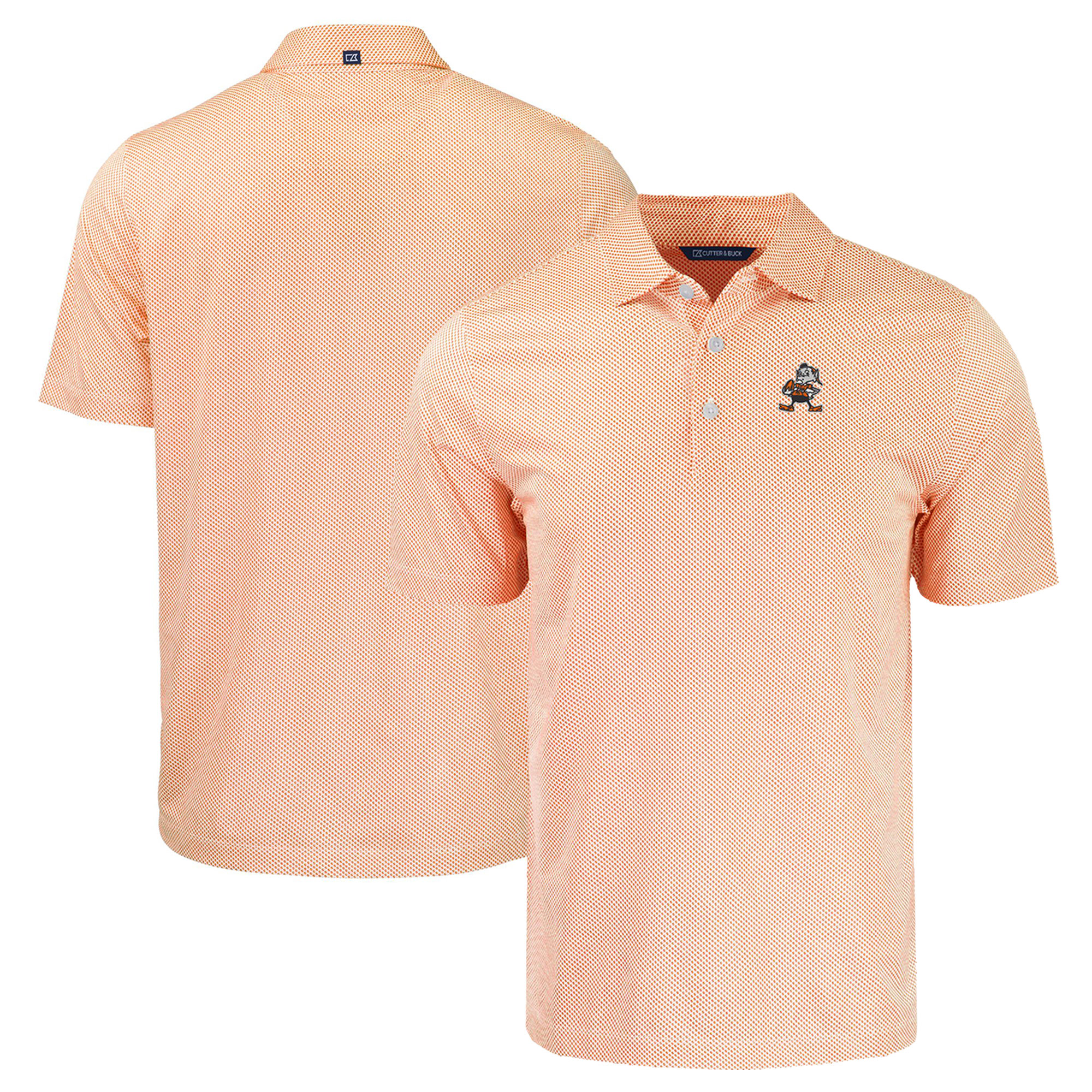 Men’s Cutter & Buck Orange Cleveland Browns Throwback Big & Tall Pike Eco Symmetry Print Stretch Recycled Polo Men’s Cutter & Buck Orange Cleveland Browns Throwback Big & Tall Pike Eco Symmetry Print Stretch Recycled Polo