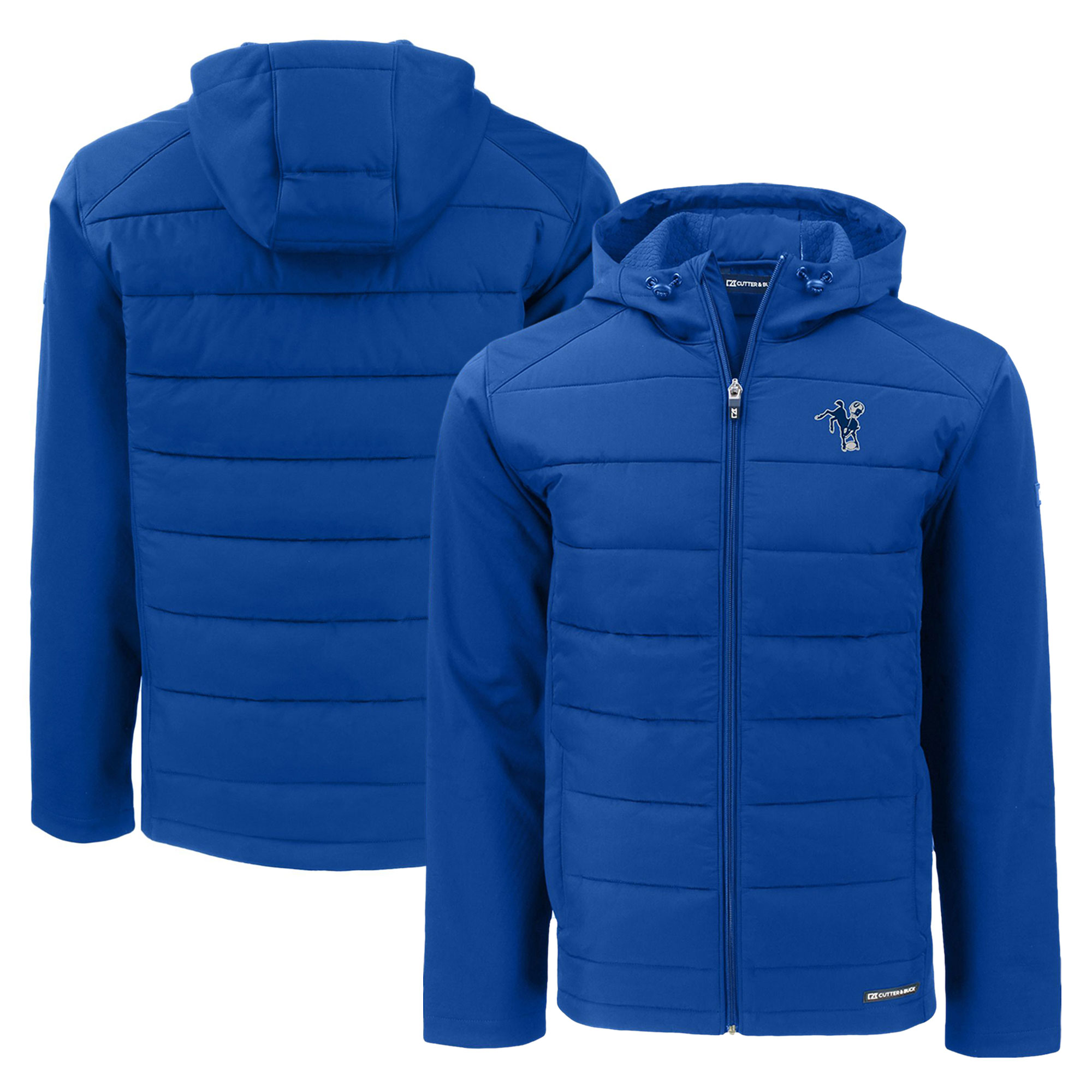 Men's Cutter & Buck Royal Indianapolis Colts Throwback Evoke Hybrid Eco Softshell Recycled Full-Zip Hoodie Jacket