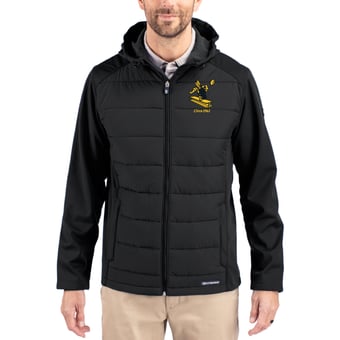 Men's Cutter & Buck Black Pittsburgh Steelers Throwback Evoke Hybrid Eco Softshell Recycled Full-Zip Hoodie Jacket