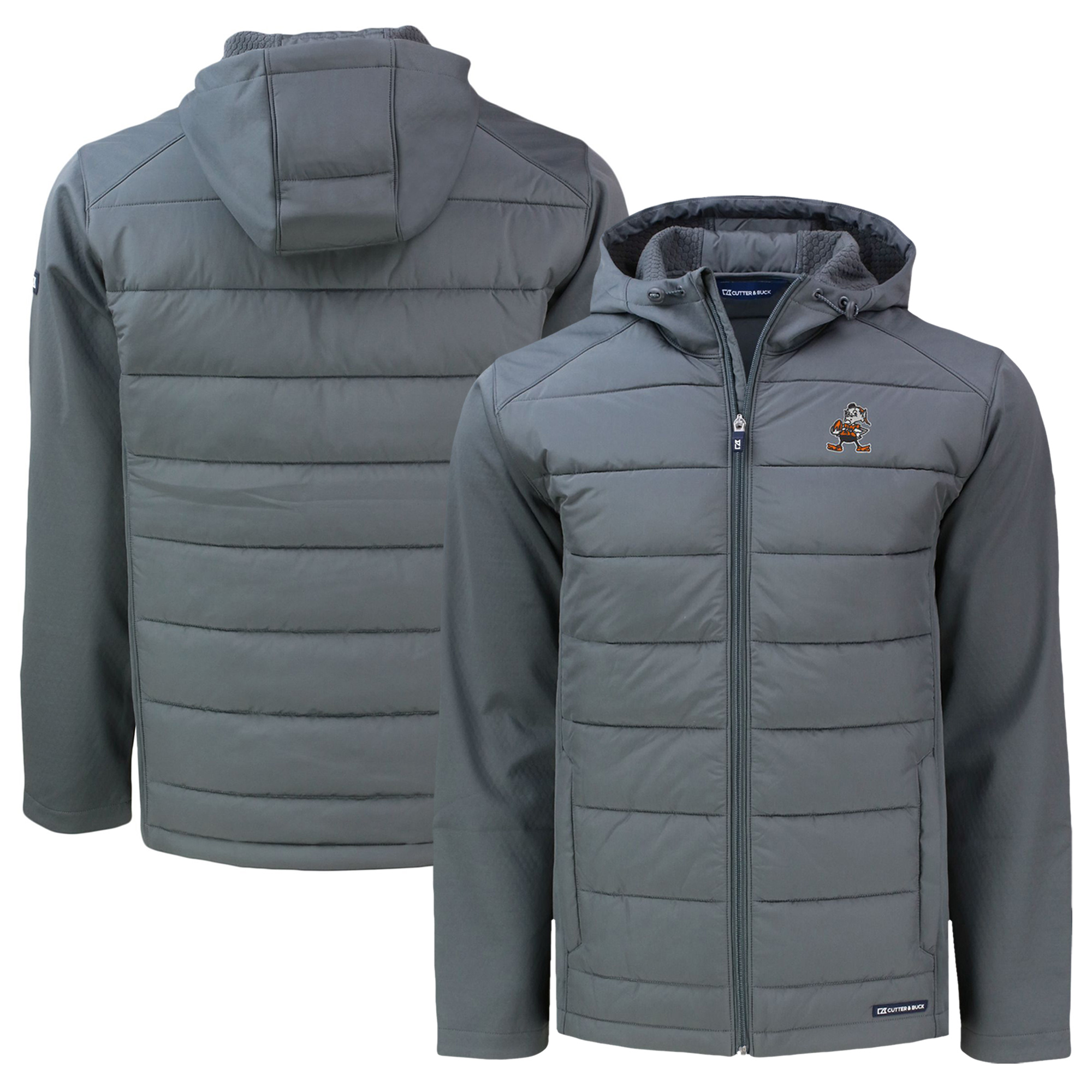 Men's Cutter & Buck Gray Cleveland Browns Throwback Big & Tall Evoke Hybrid Eco Softshell Recycled Full-Zip Jacket