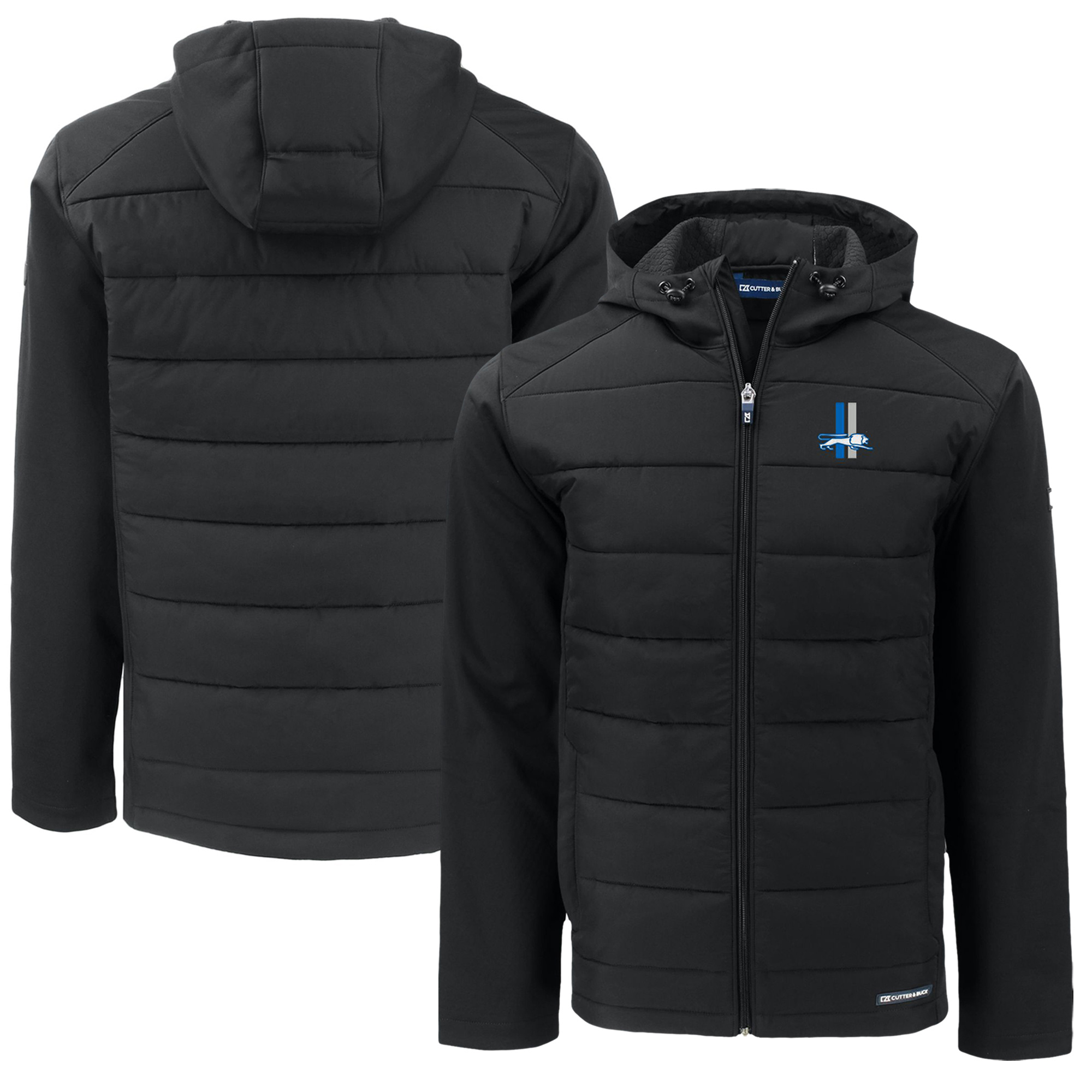 Men's Cutter & Buck Black Detroit Lions Throwback Big & Tall Evoke Hybrid Eco Softshell Recycled Full-Zip Jacket