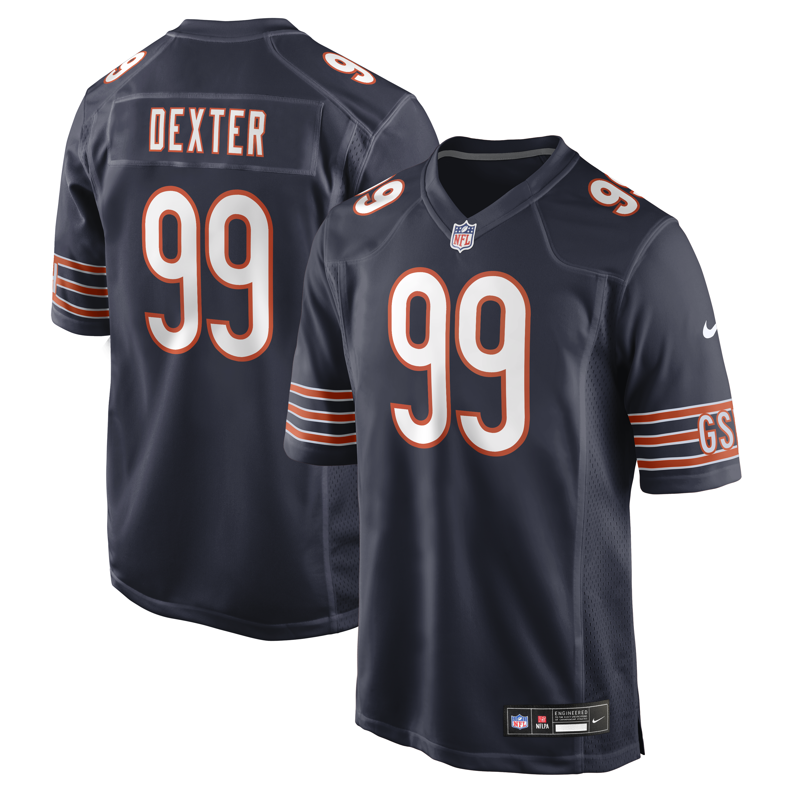 Men's Nike Gervon Dexter Sr Navy Chicago Bears Team Game Jersey