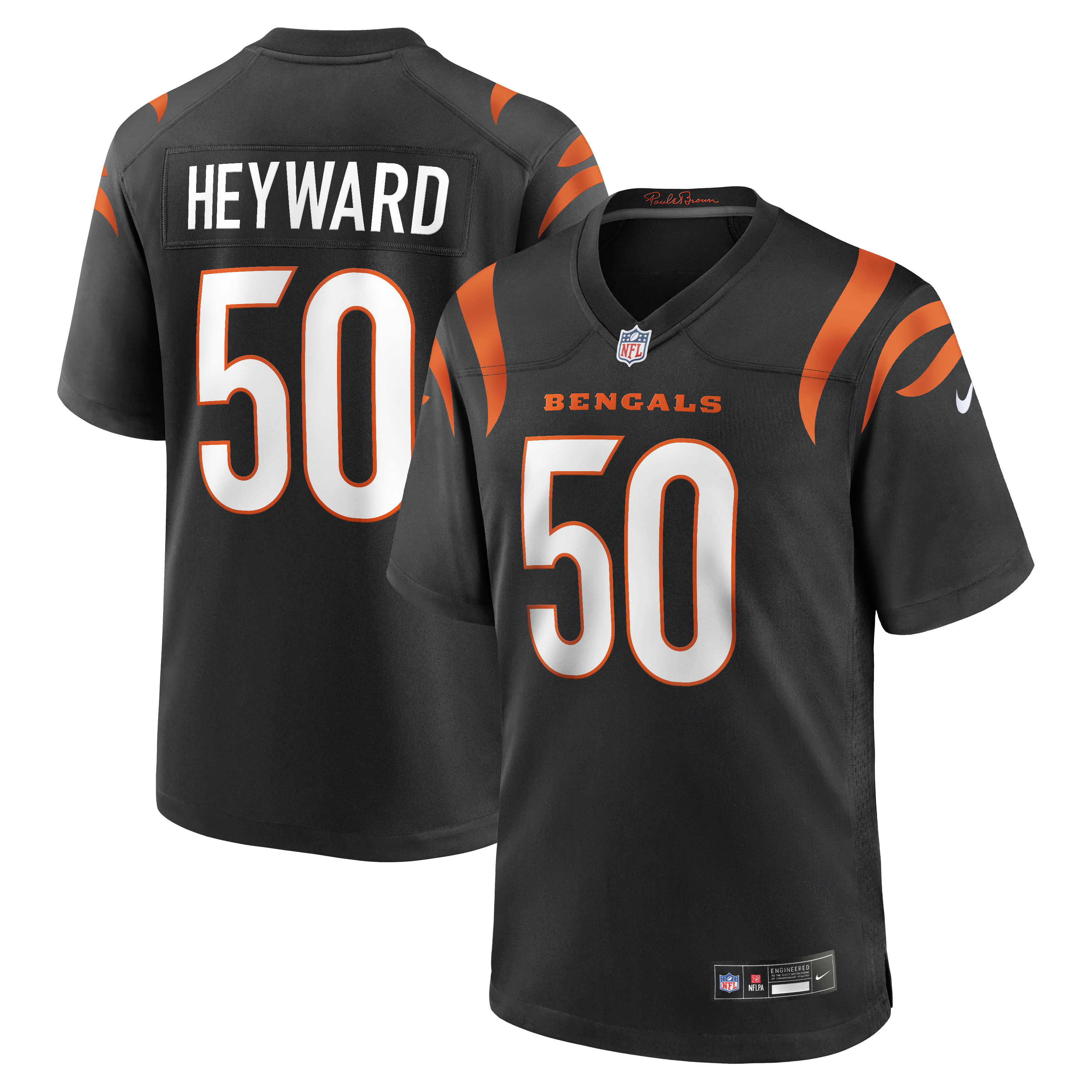 Men's Nike Shaka Heyward Black Cincinnati Bengals Team Game Jersey