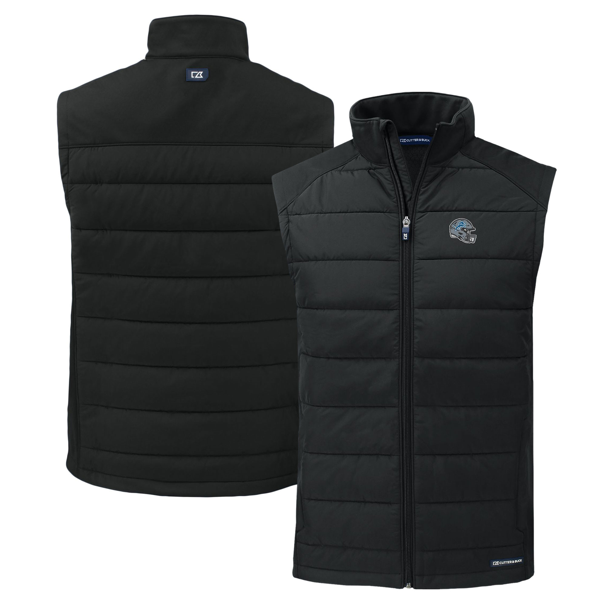 Men’s Cutter & Buck Black Detroit Lions Helmet Evoke Hybrid Eco Softshell Recycled Full-Zip Vest Men’s Cutter & Buck Black Detroit Lions Helmet Evoke Hybrid Eco Softshell Recycled Full-Zip Vest