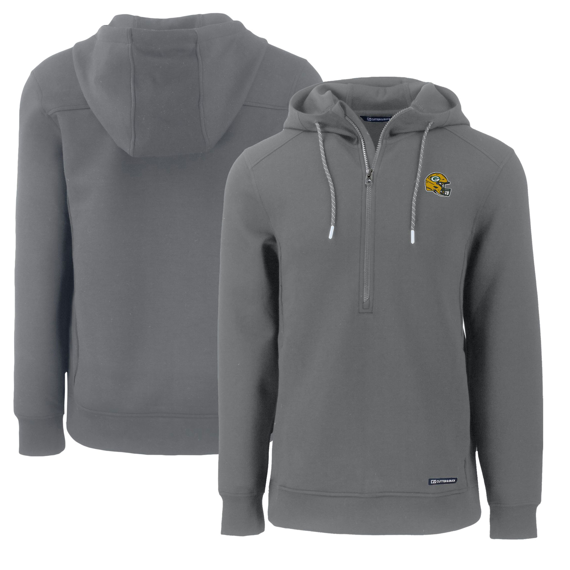 Men’s Cutter & Buck Gray Green Bay Packers Helmet Roam Eco Half-Zip Recycled Pullover Hoodie Men’s Cutter & Buck Gray Green Bay Packers Helmet Roam Eco Half-Zip Recycled Pullover Hoodie