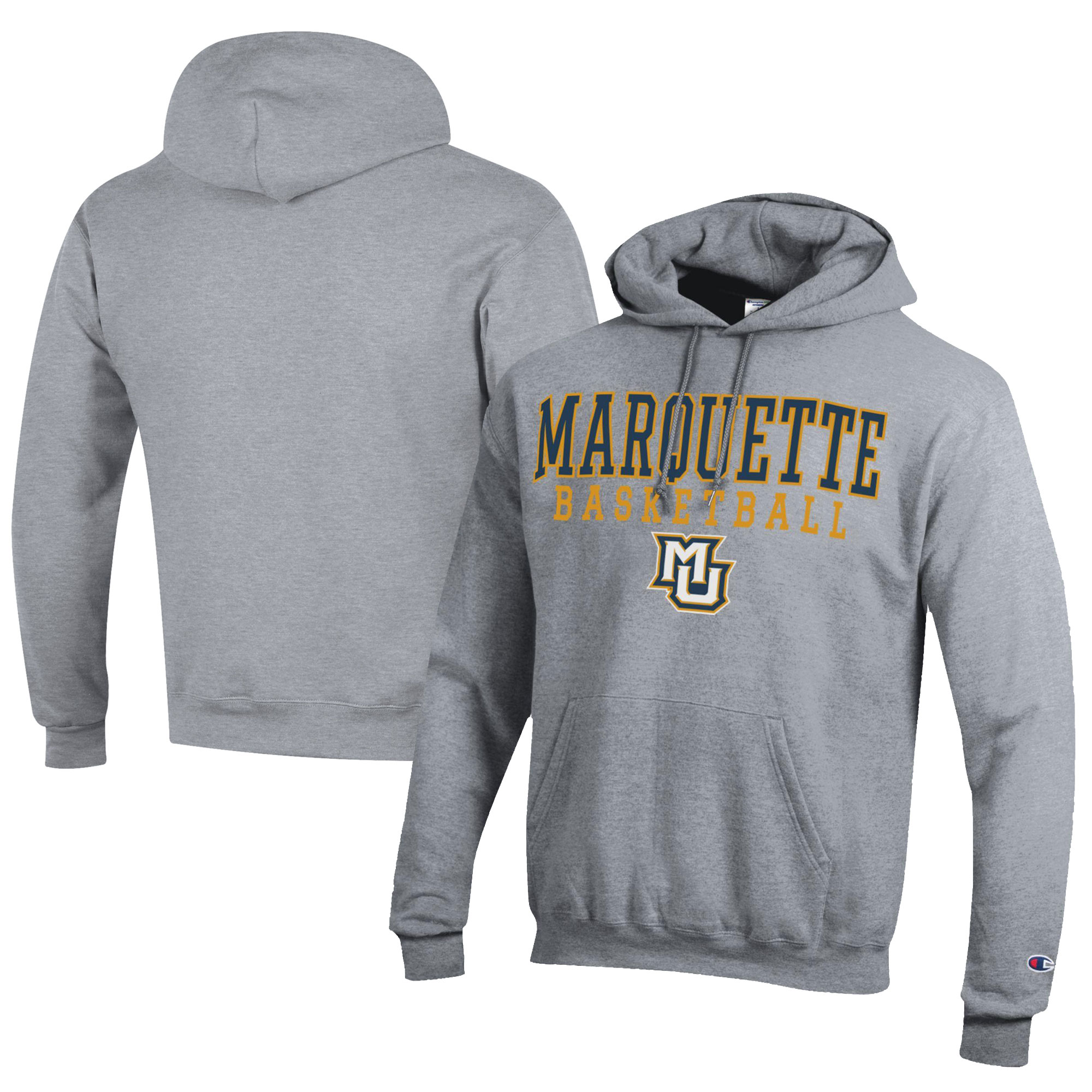 Men’s Champion Gray Marquette Golden Eagles Stacked Logo Basketball Eco Powerblend Pullover Hoodie Men’s Champion Gray Marquette Golden Eagles Stacked Logo Basketball Eco Powerblend Pullover Hoodie
