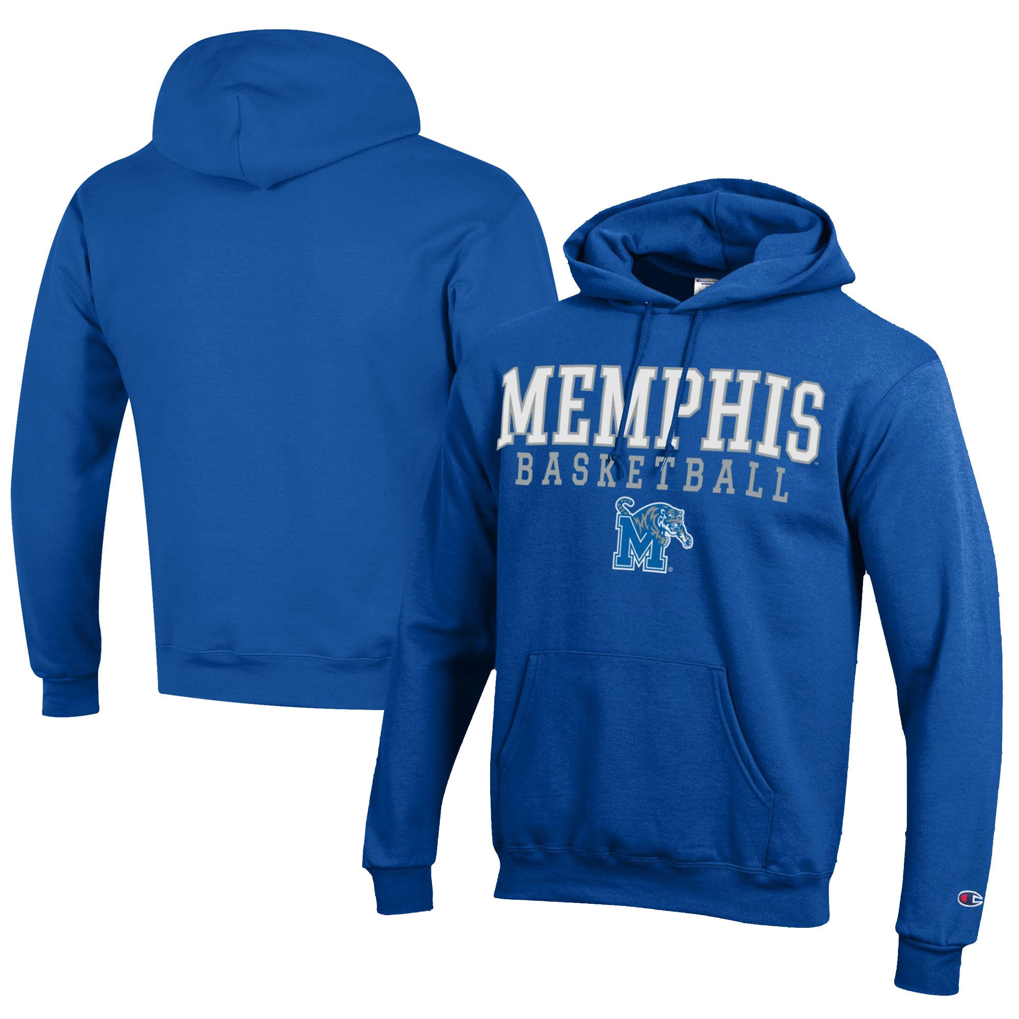 Men's Champion  Royal Memphis Tigers Stacked Logo Basketball Eco Powerblend Pullover Hoodie
