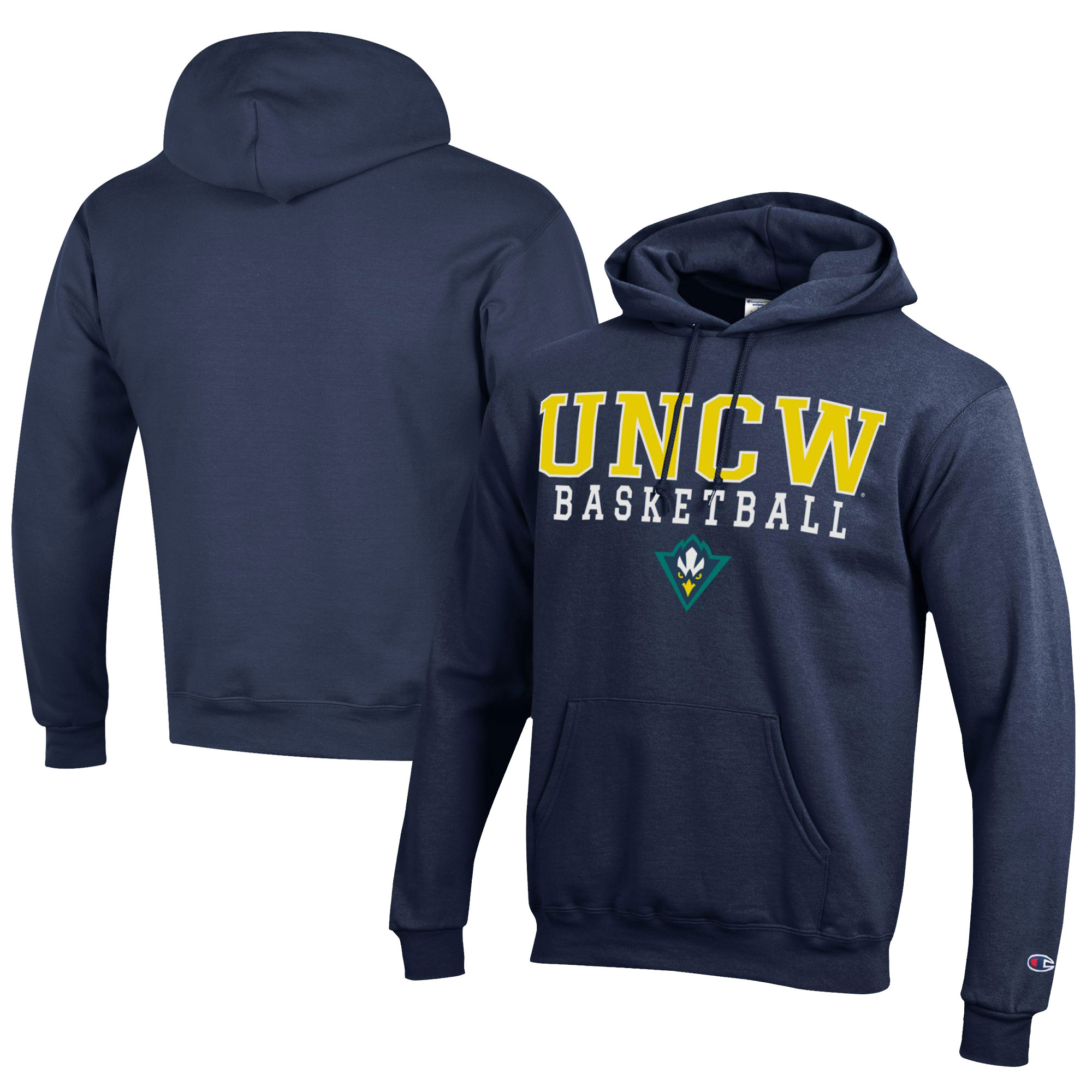 Men’s Champion Navy UNC Wilmington Seahawks Stacked Logo Basketball Eco Powerblend Pullover Hoodie Men’s Champion Navy UNC Wilmington Seahawks Stacked Logo Basketball Eco Powerblend Pullover Hoodie