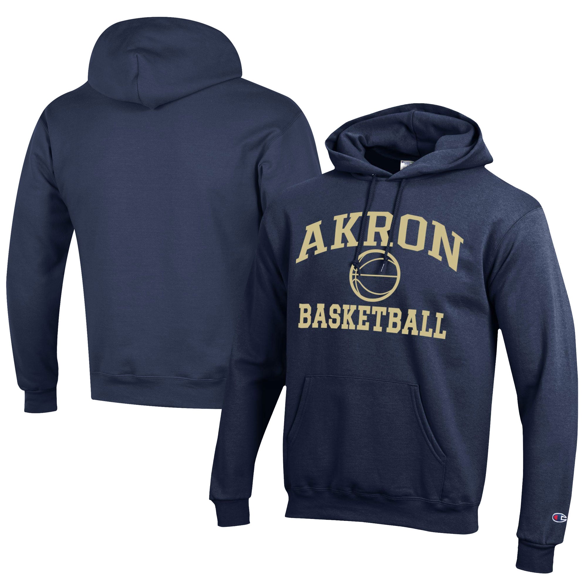 Men's Champion  Navy Akron Zips Icon Logo Basketball Eco Powerblend Pullover Hoodie