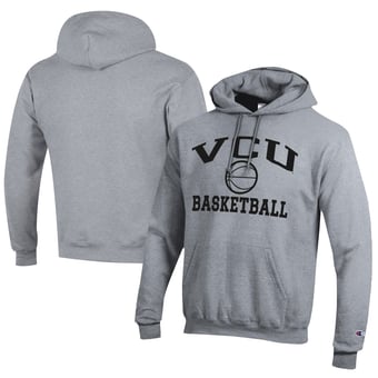 Men's Champion  Gray VCU Rams Icon Logo Basketball Eco Powerblend Pullover Hoodie