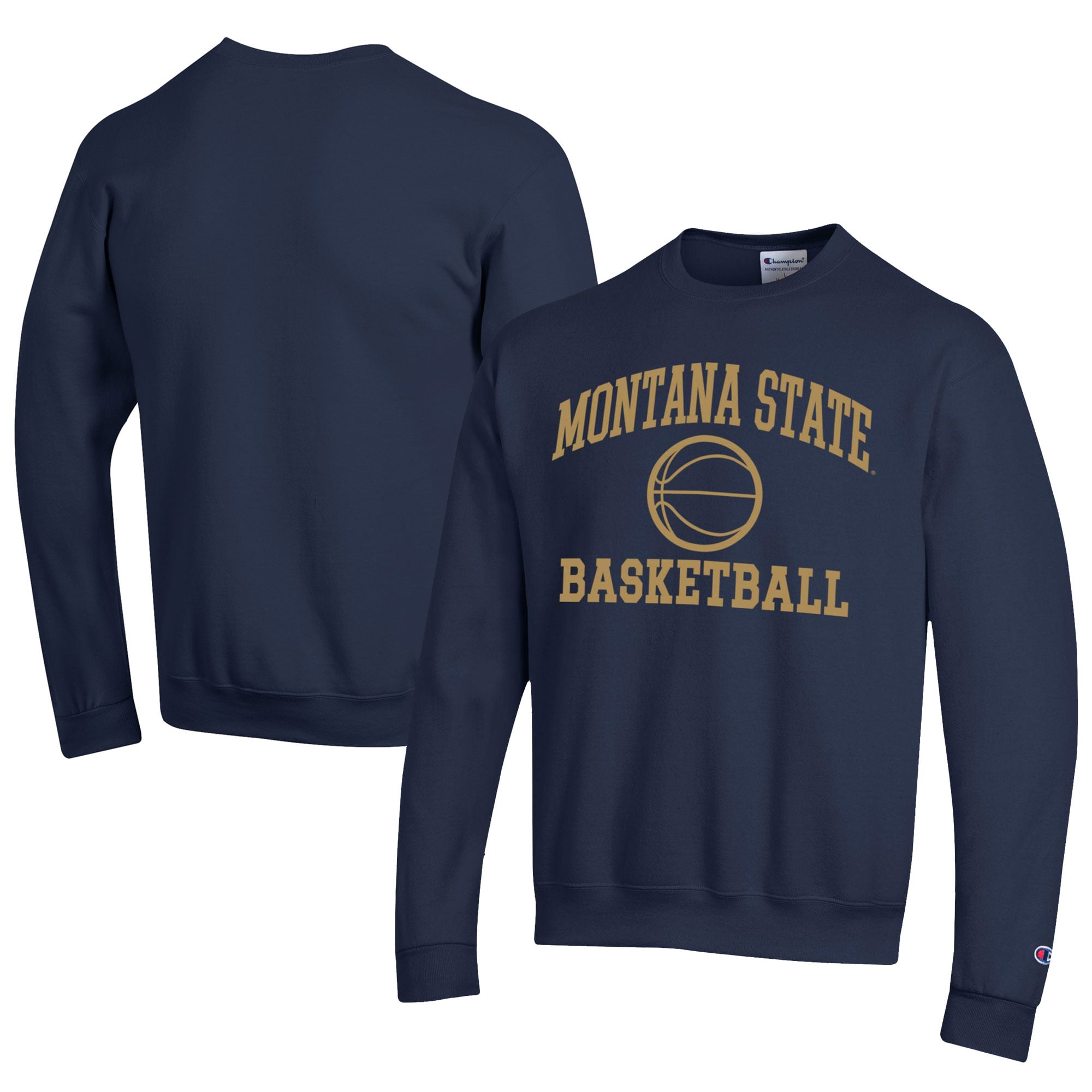 Men's Champion  Navy Montana State Bobcats Icon Logo Basketball Eco Powerblend Pullover Sweatshirt