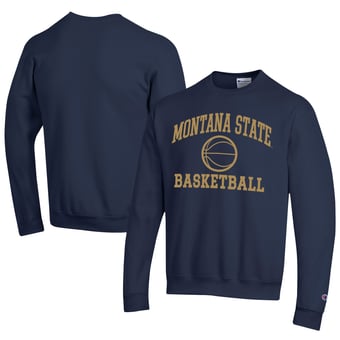Men's Champion  Navy Montana State Bobcats Icon Logo Basketball Eco Powerblend Pullover Sweatshirt