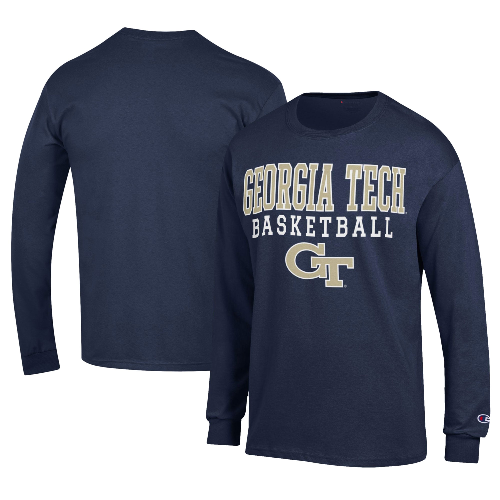Men's Champion  Navy Georgia Tech Yellow Jackets Icon Logo Basketball Jersey Long Sleeve T-Shirt