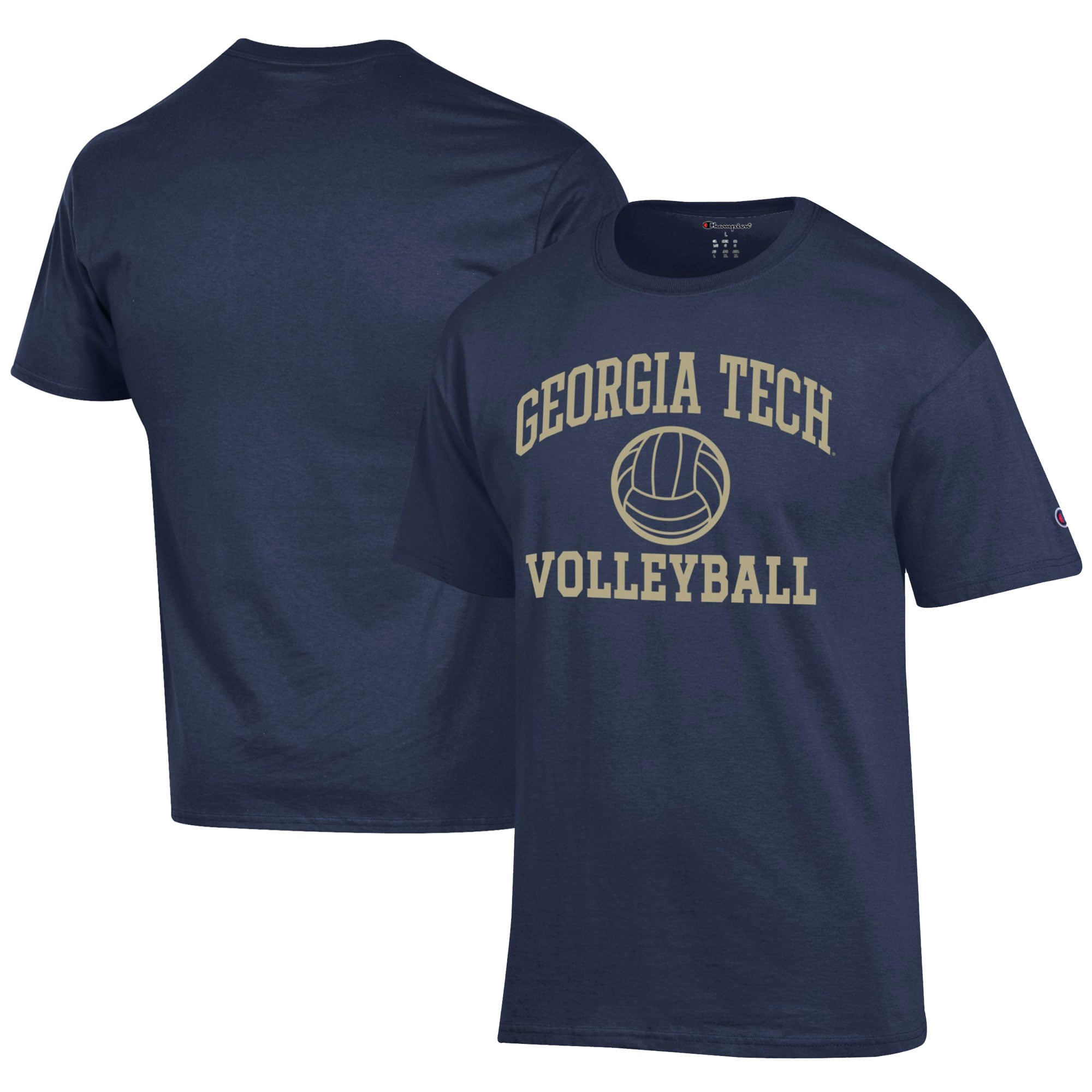 Men's Champion  Navy Georgia Tech Yellow Jackets Icon Logo Volleyball Jersey T-Shirt