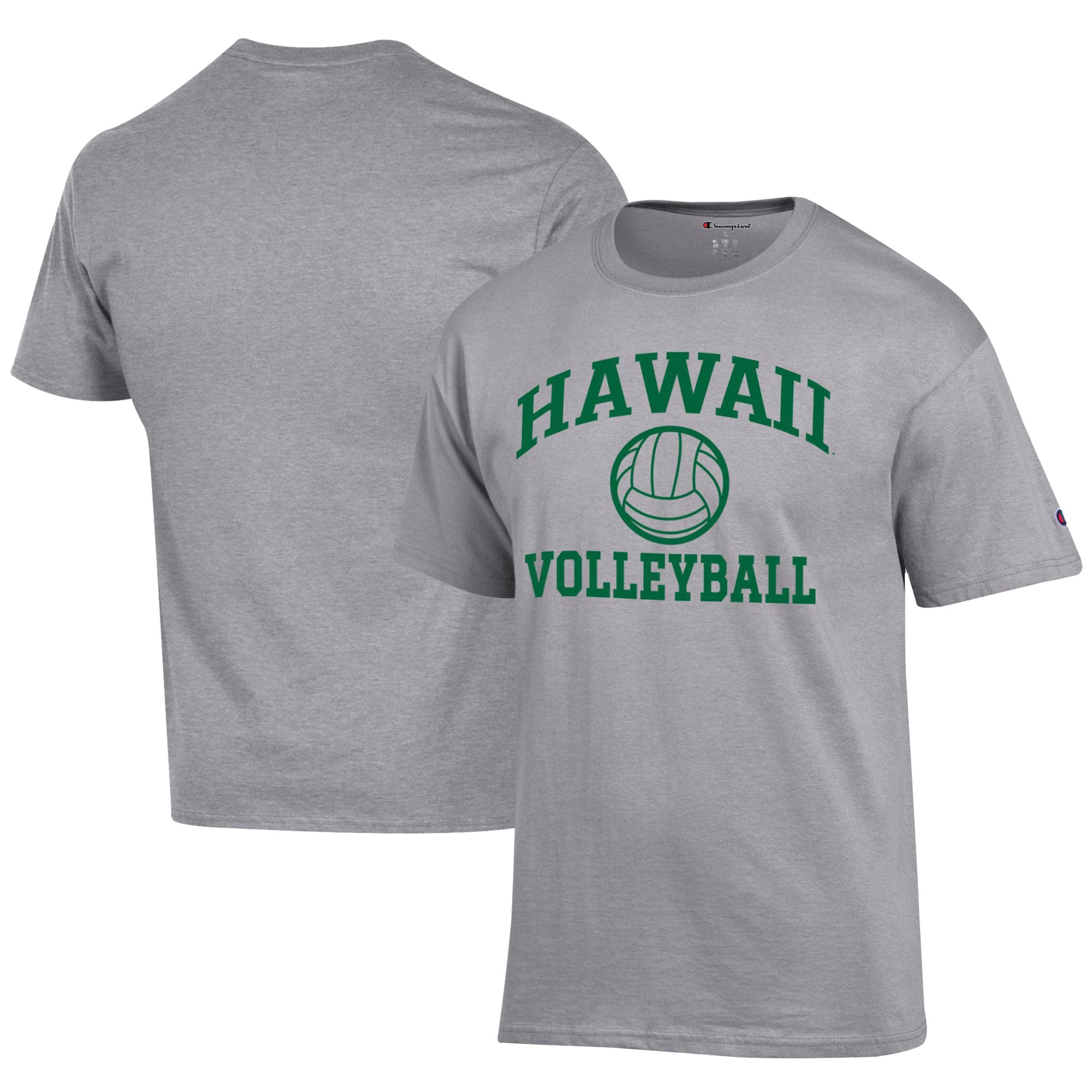 Men's Champion  Gray Hawaii Rainbow Warriors Icon Logo Volleyball Jersey T-Shirt